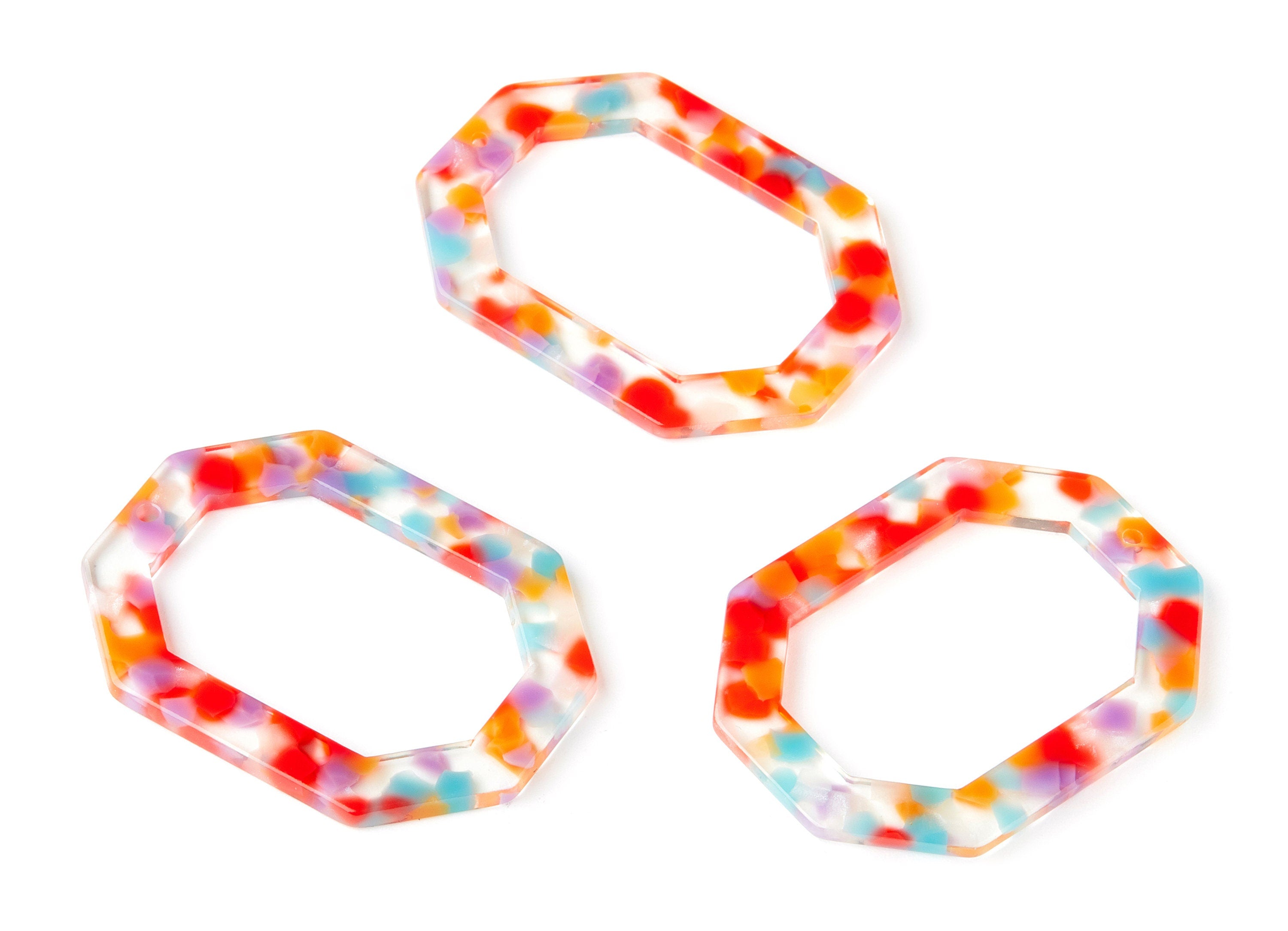 Acetate Octagon Charms - Octagon Earrings and Pendant - Earring Findings  - Color Code: A166 - 45.01x33.76x2.5mm - AC1526-A166 - DOMEDBAZAAR