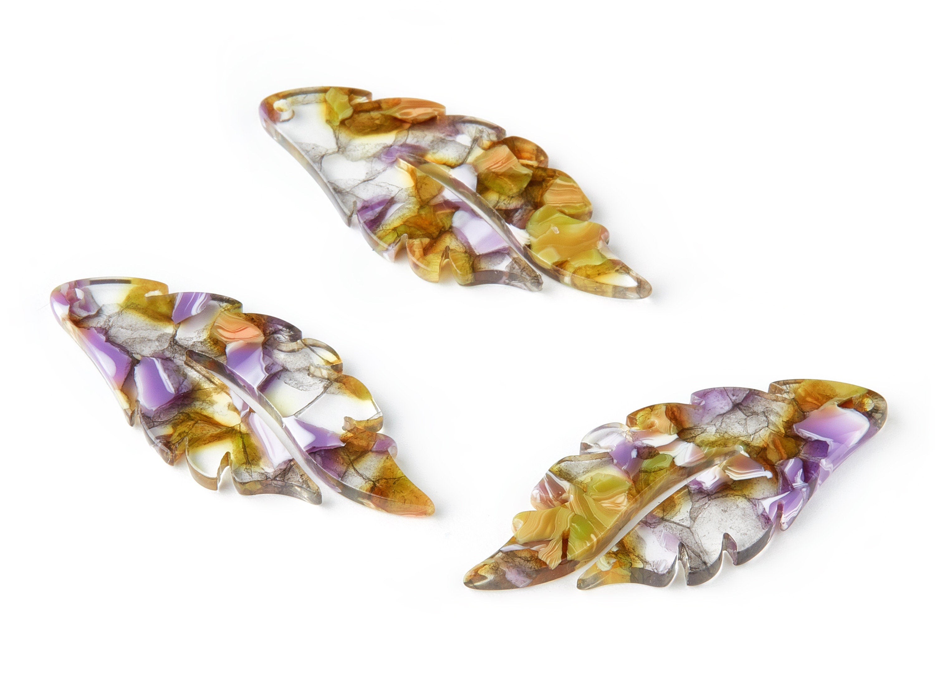Acetate Leaf Earring Charms - Acrylic Leaf Pendant - Earring Findings - Jewelry Supplies - Color Code:A167 - 43.8x19.46x2.55mm - AC1455-A167 - DOMEDBAZAAR