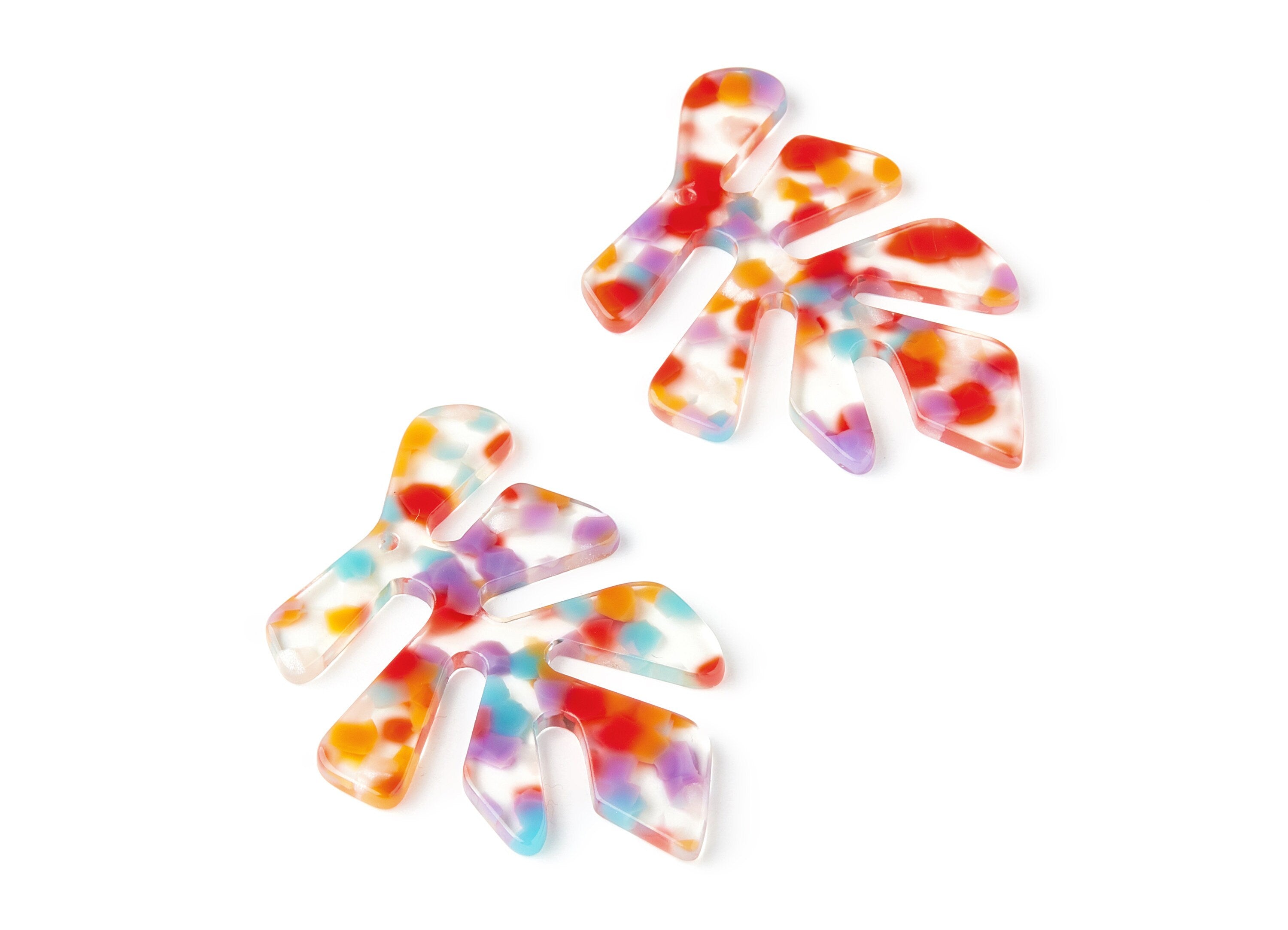 Acetate Leaf Earring Charms - Acrylic Leaf Pendant - Earring Findings - Jewelry Supplies - Color Code: A166 - 51x41.48x2.43mm - AC1450-A166 - DOMEDBAZAAR