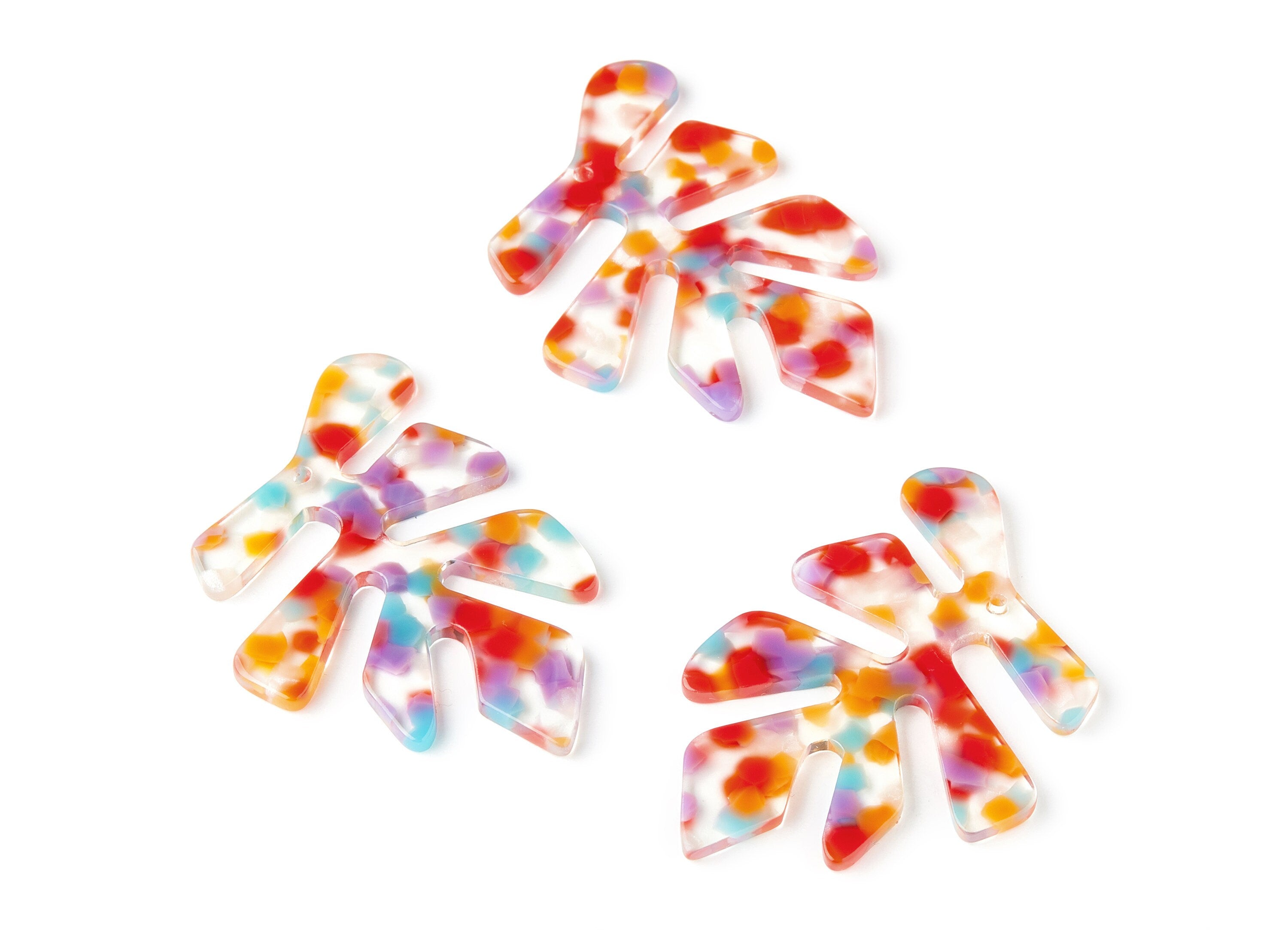 Acetate Leaf Earring Charms - Acrylic Leaf Pendant - Earring Findings - Jewelry Supplies - Color Code: A166 - 51x41.48x2.43mm - AC1450-A166 - DOMEDBAZAAR