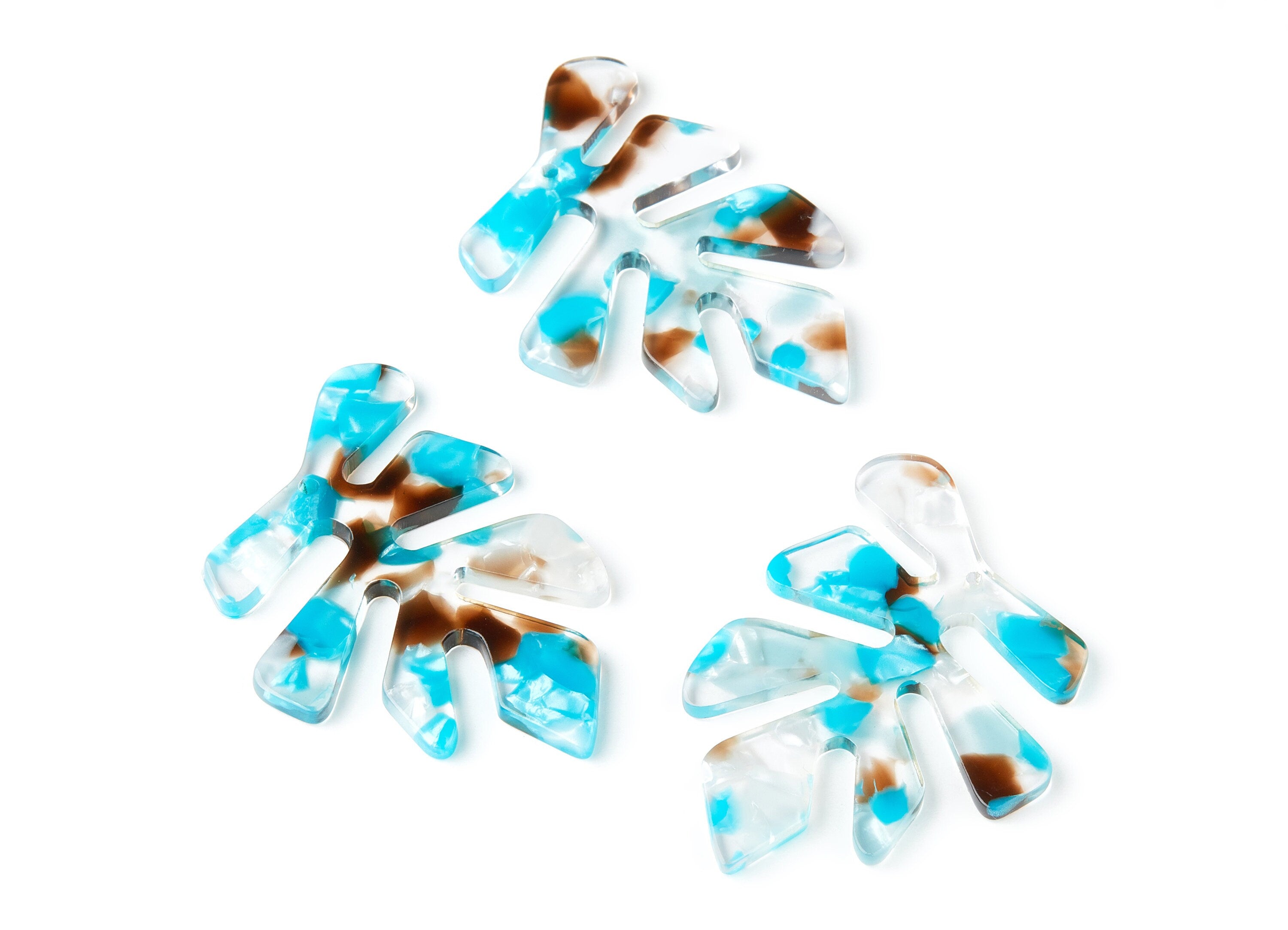 Acetate Leaf Earring Charms - Acrylic Leaf Pendant - Earring Findings - Jewelry Supplies - Color Code: A165 - 51.27x41.48x2mm - AC1450-A165 - DOMEDBAZAAR