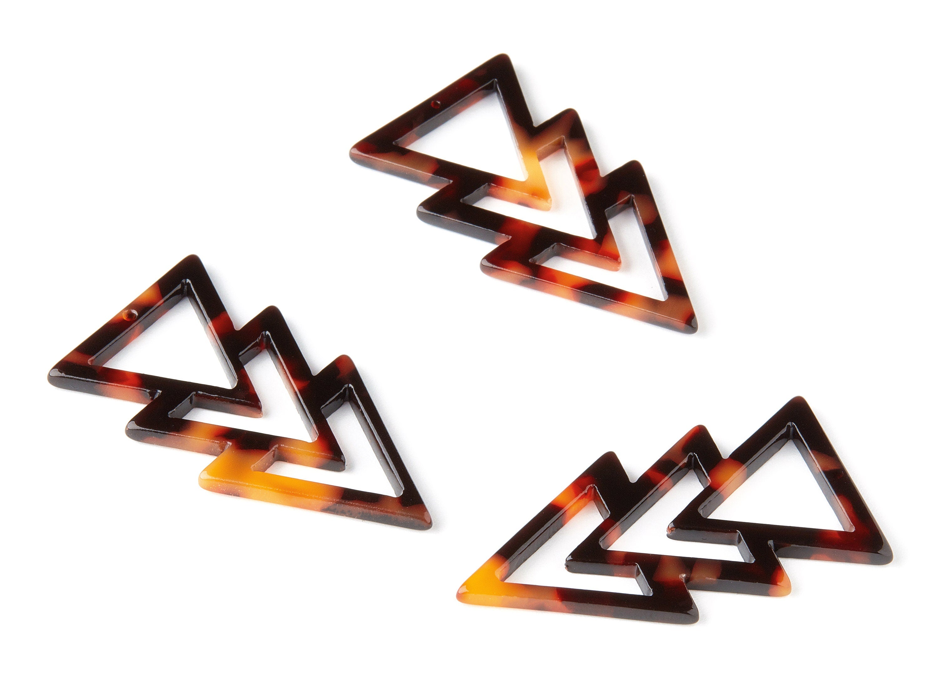Acetate Acrylic Charms - Acetate Tortoise Shell Charm - Triangle Pendant - 1 Hole - Color Code:A189 - 39.66x9.79x2.51mm - AC1495-A189 - DOMEDBAZAAR