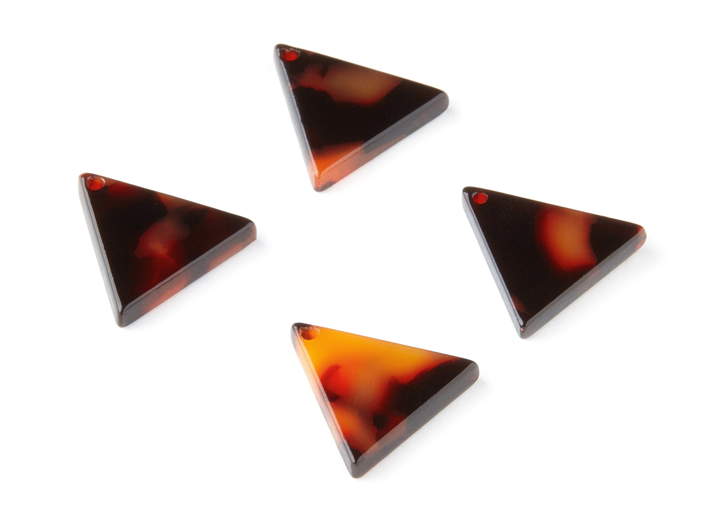 Acetate Acrylic Charms - Acetate Tortoise Shell Charm - Triangle Pendant - 1 Hole - Color Code:A189 - 14.65x14.65x2.5mm - AC1496-A189 - DOMEDBAZAAR