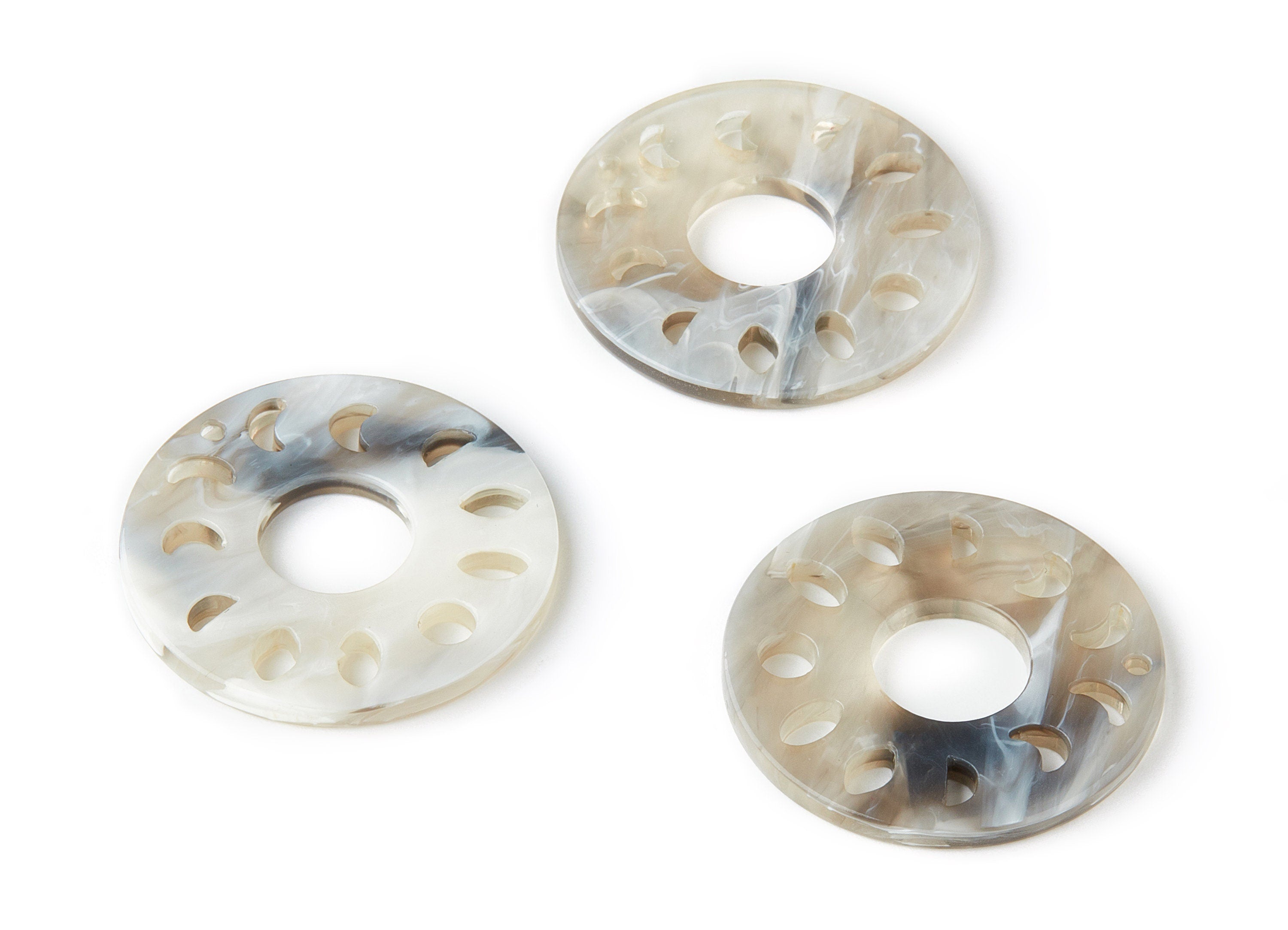 Acetate Acrylic Earring Charms - Tortoise Shell Earrings - Circle Shaped pendant - Color Code: A192 - 32.42x32.42x2.63mm - AC1482-A192 - DOMEDBAZAAR
