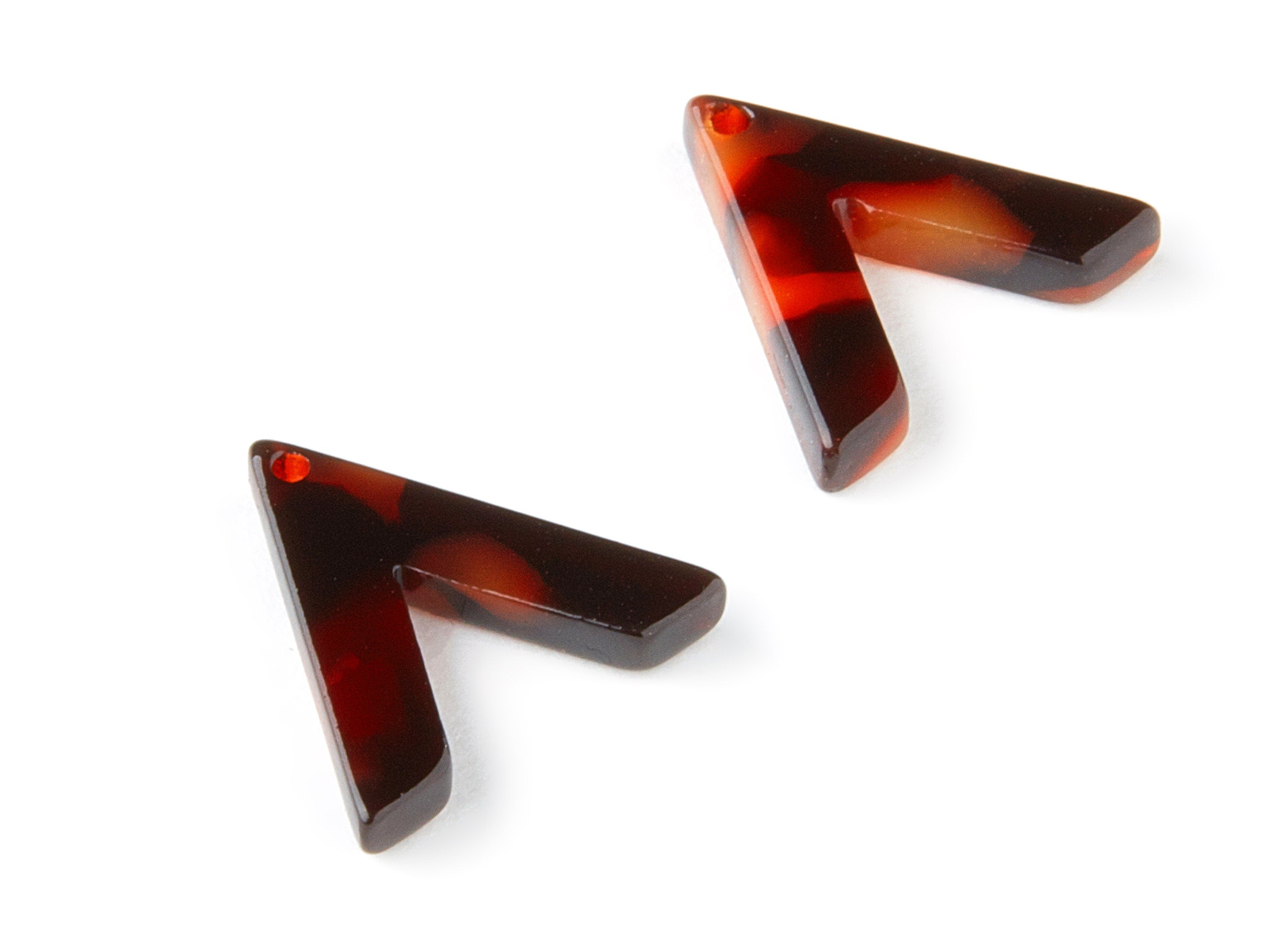 Acetate Acrylic Charms - Acetate Tortoise Shell Charm - V Shaped Pendant - 1 Hole - Color Code:A189 - 15.49x14.6x2.6mm - AC1497-A189 - DOMEDBAZAAR