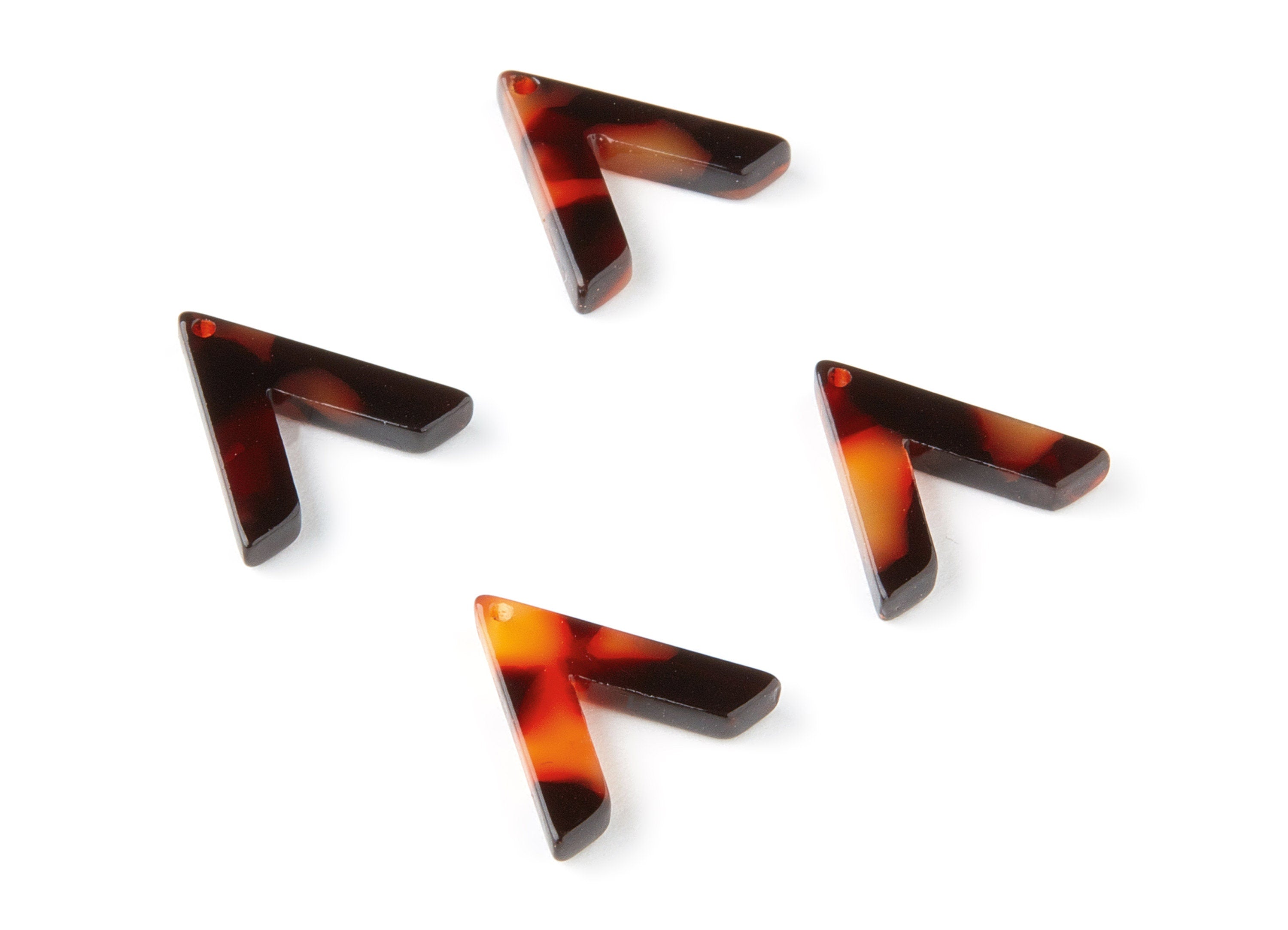 Acetate Acrylic Charms - Acetate Tortoise Shell Charm - V Shaped Pendant - 1 Hole - Color Code:A189 - 15.49x14.6x2.6mm - AC1497-A189 - DOMEDBAZAAR