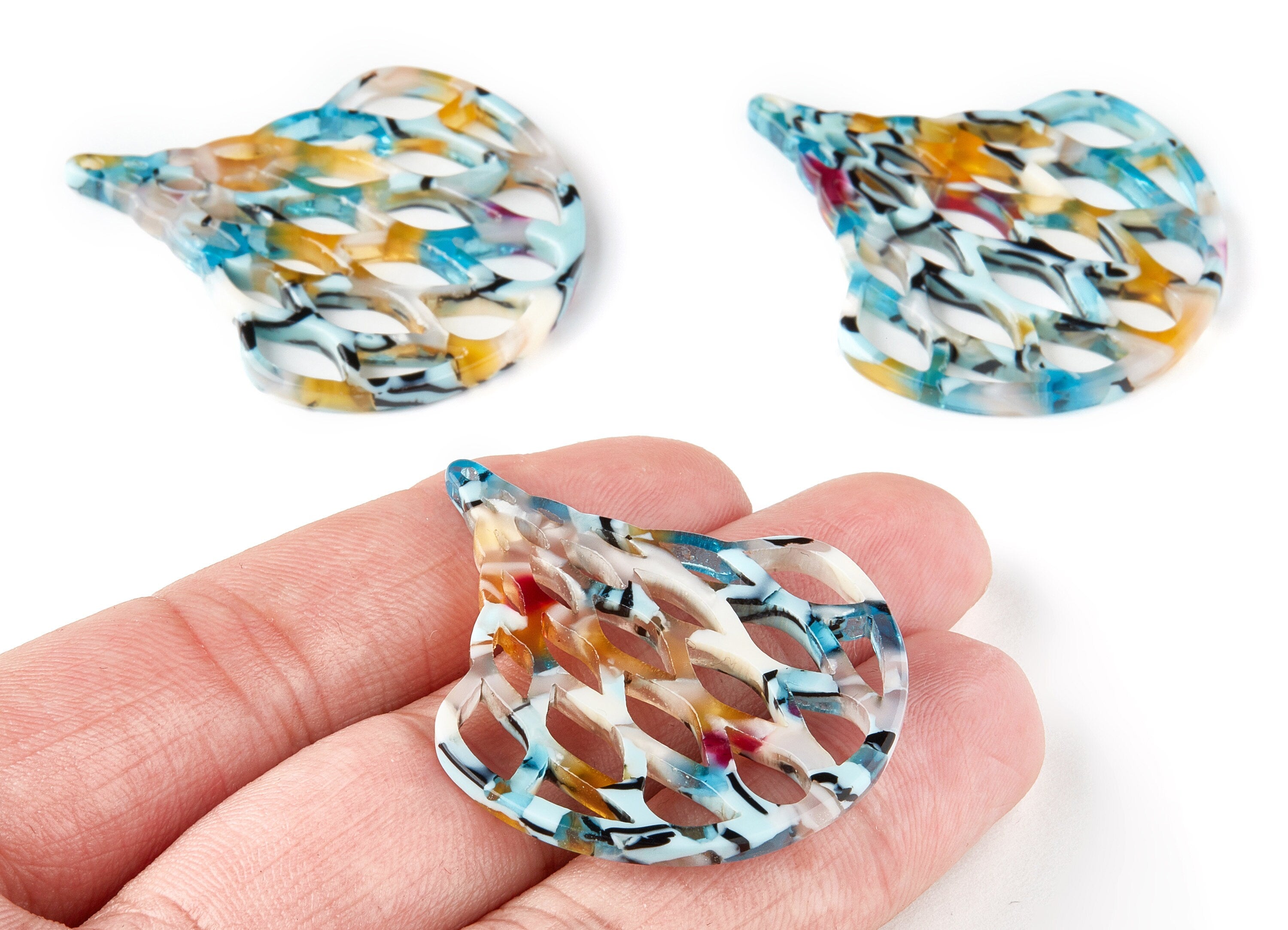 Acetate Fan Charms - Fan Earrings and Pendant - Earring Findings - Jewelry Supplys - Color Code:A209 - 44.06x37.43x2.62mm - AC1512-A209 - DOMEDBAZAAR