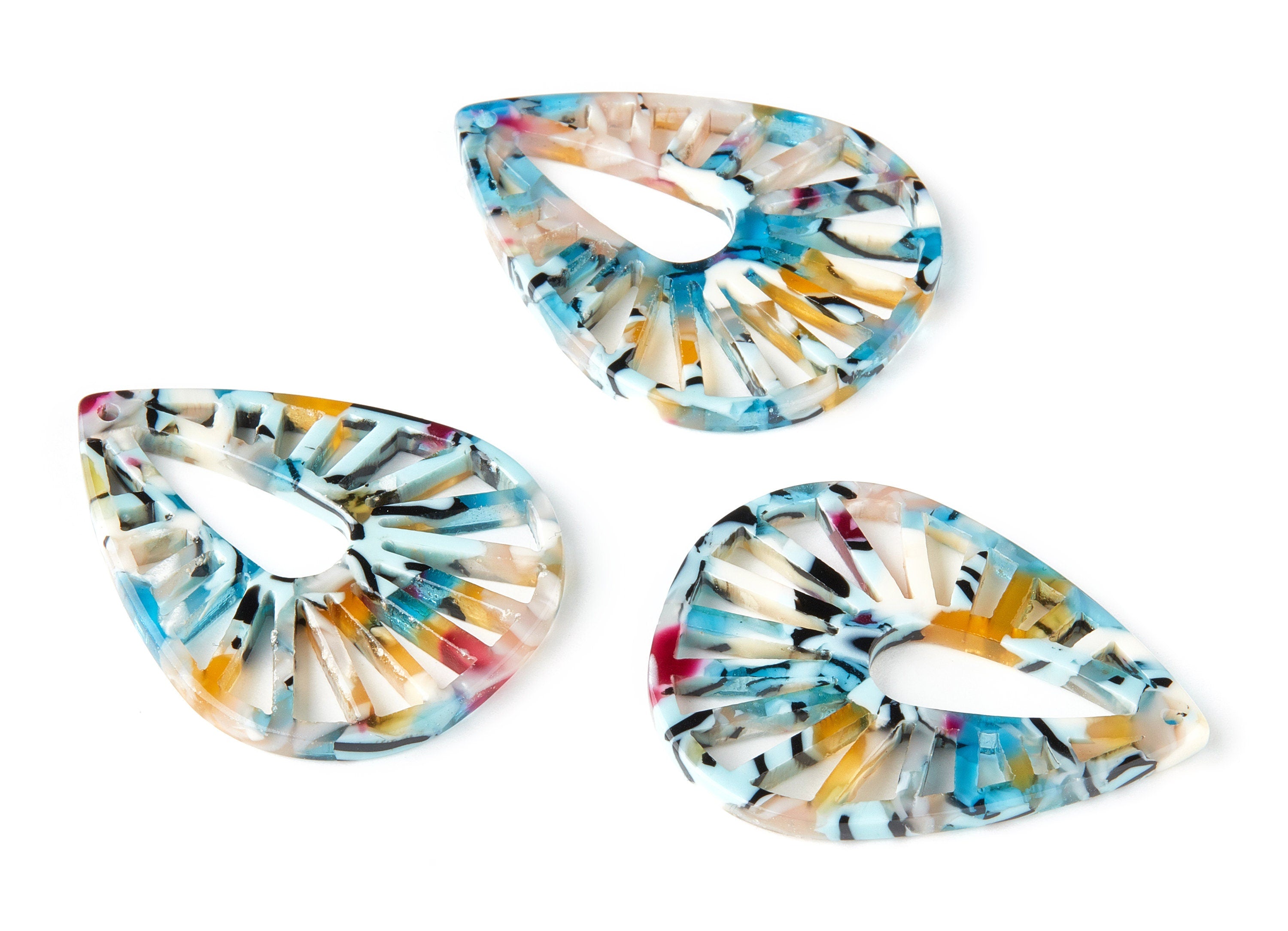 Acetate Drop Charms - Drop Earring and Pendant - Earring Findings - Jewelry Supplys  - Color Code: A209 - 41.92x32.8x2.66mm - AC1502-A209 - DOMEDBAZAAR