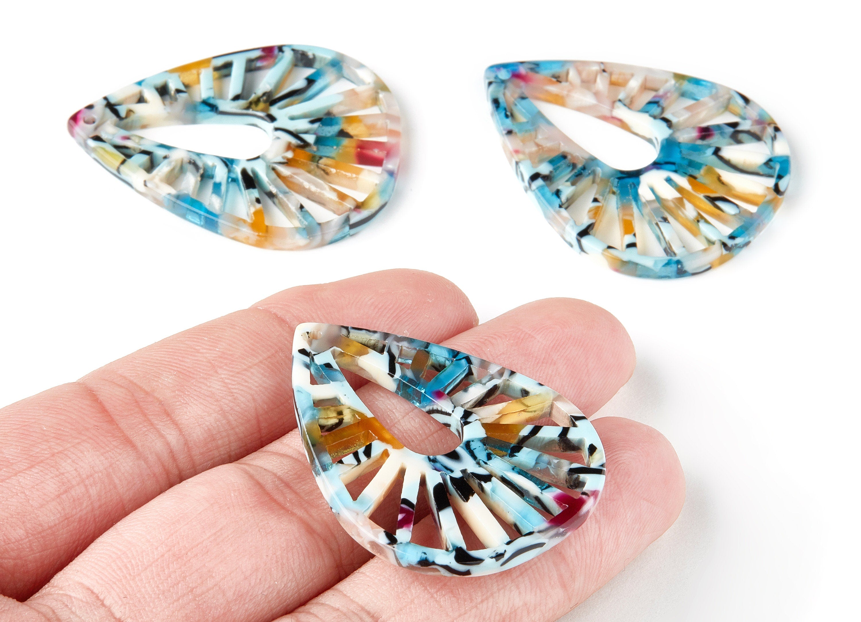 Acetate Drop Charms - Drop Earring and Pendant - Earring Findings - Jewelry Supplys  - Color Code: A209 - 41.92x32.8x2.66mm - AC1502-A209 - DOMEDBAZAAR