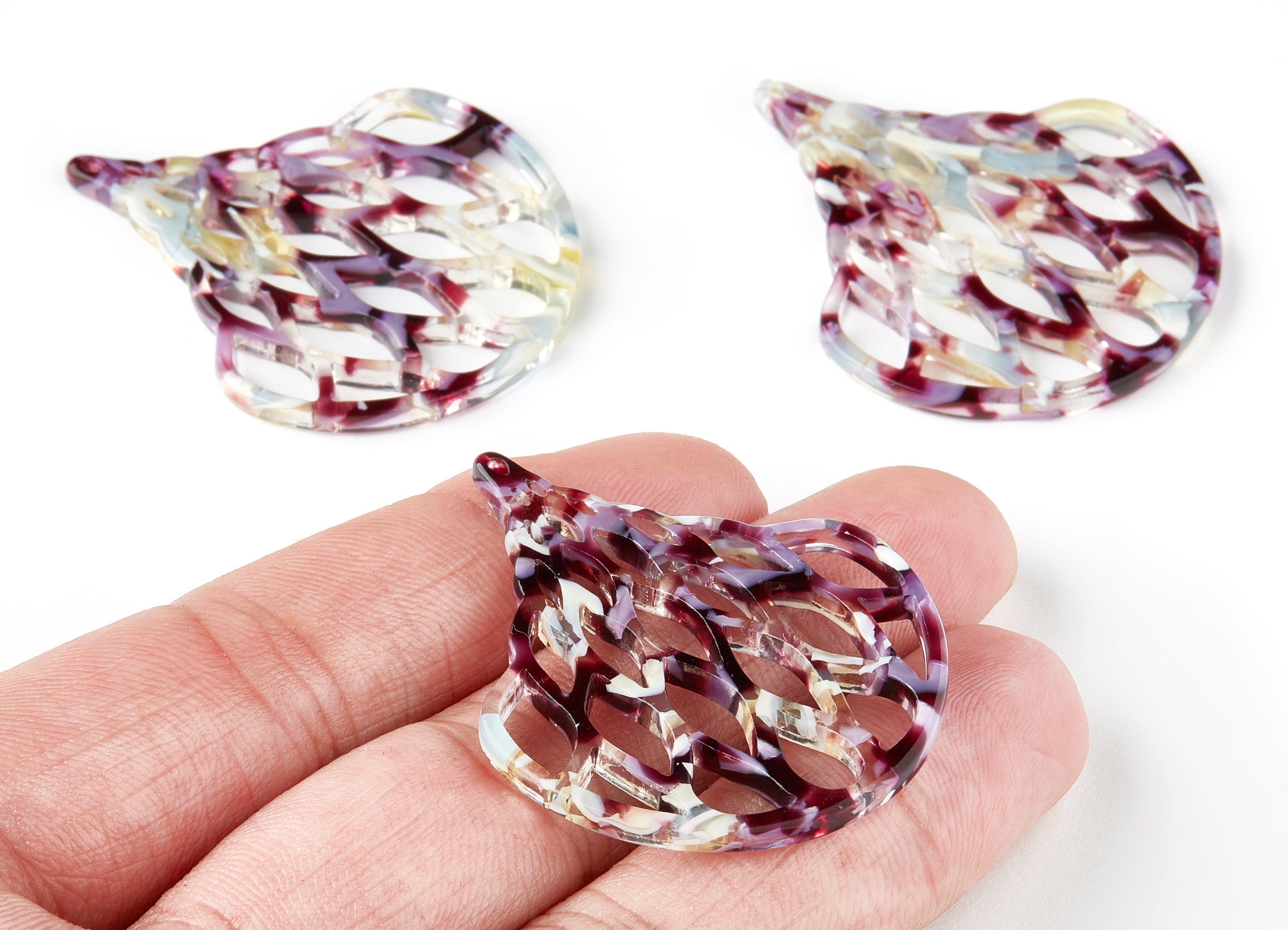 Acetate Fan Charms - Fan Earrings and Pendant - Earring Findings - Jewelry Supplys - Color Code:A211 - 44.06x37.43x2.62mm - AC1512-A211 - DOMEDBAZAAR