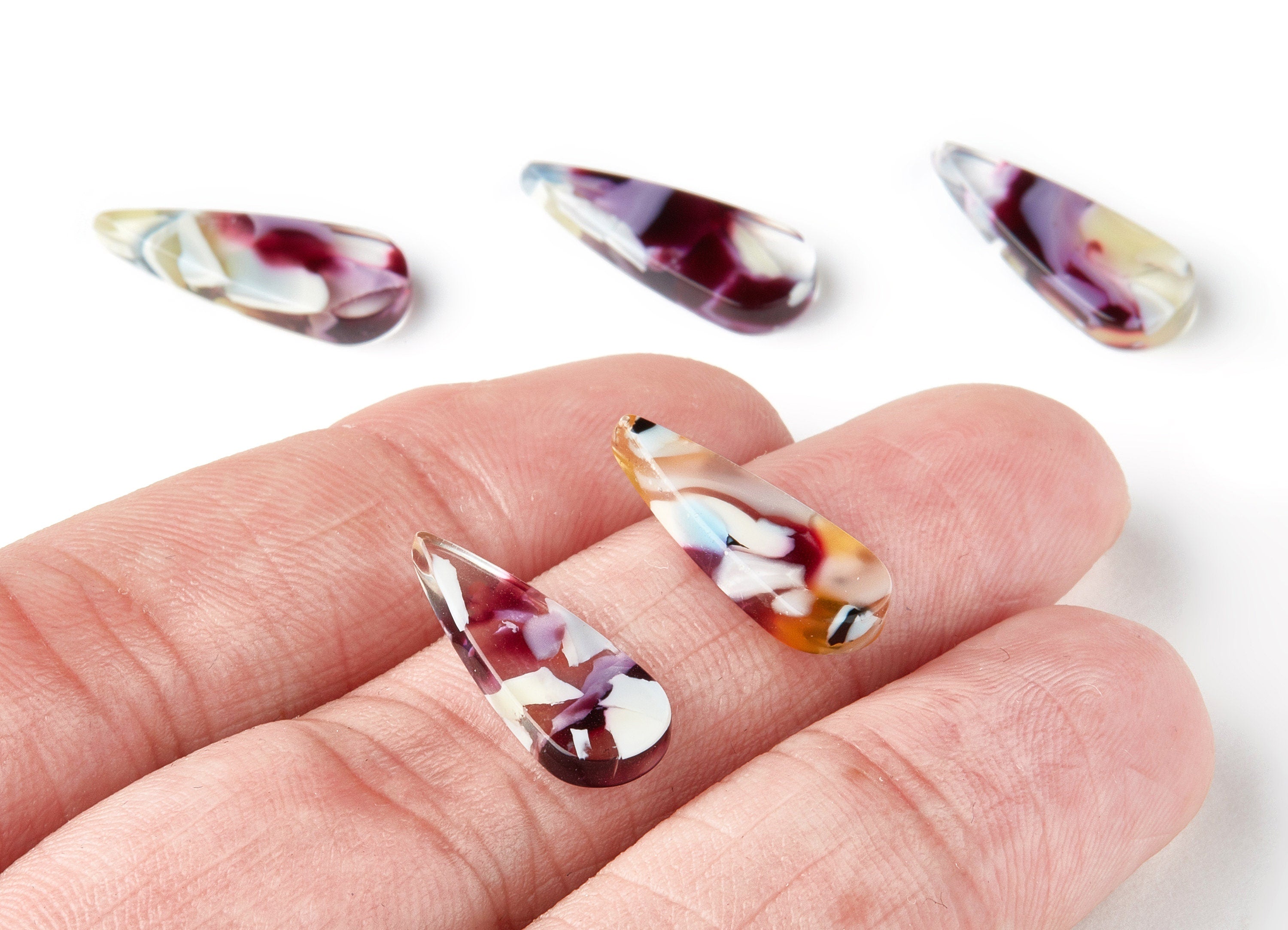 Acetate Drop Charms - Drop Earring and Pendant - No Hole - Earring Findings - Color Code: A211 - 19.63x7.54x2.64mm - AC1503-A211 - DOMEDBAZAAR