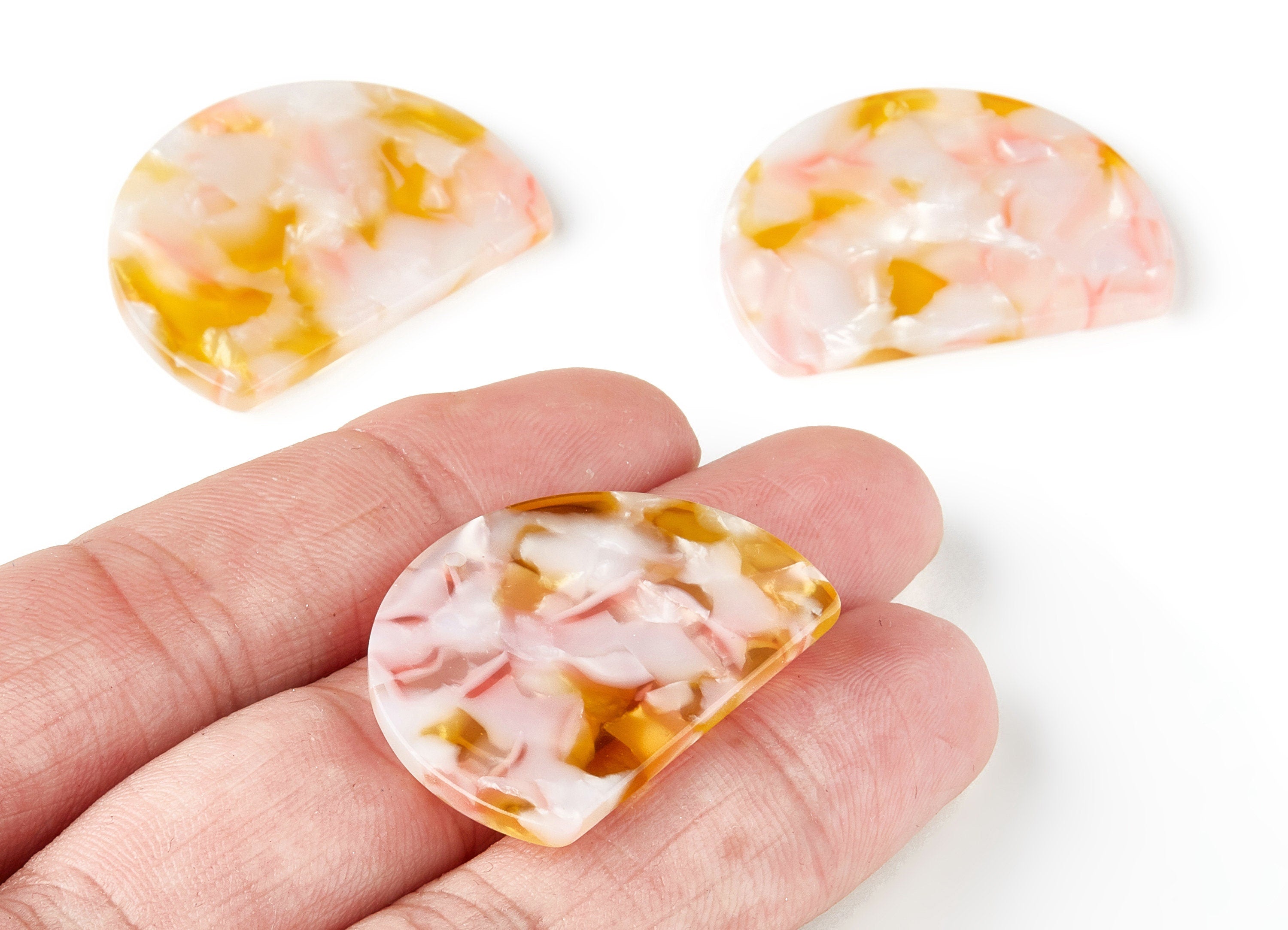 Acetate D Earring Charms - Acrylic D Pendant - Earring Findings - Jewelry Supplies - Color Code:A204 - 34.95x25.65x2.52mm - AC1492-A204 - DOMEDBAZAAR