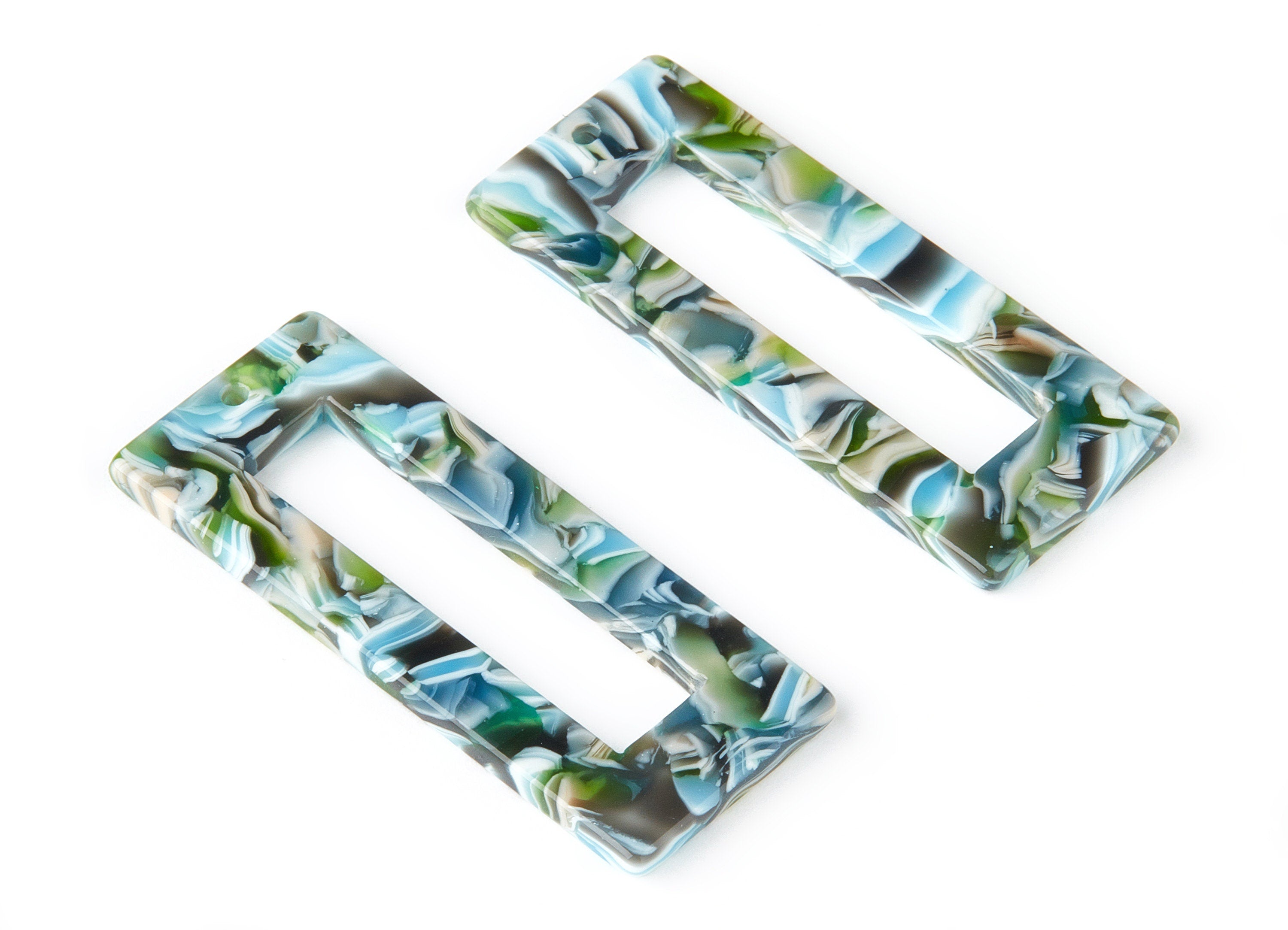 Acetate Rectangle Charms - Rectangle Pendant - Earring Findings - Jewelry Supplies - Color Code: A205 - 48.64x19.44x2.66mm - AC1025-A205 - DOMEDBAZAAR