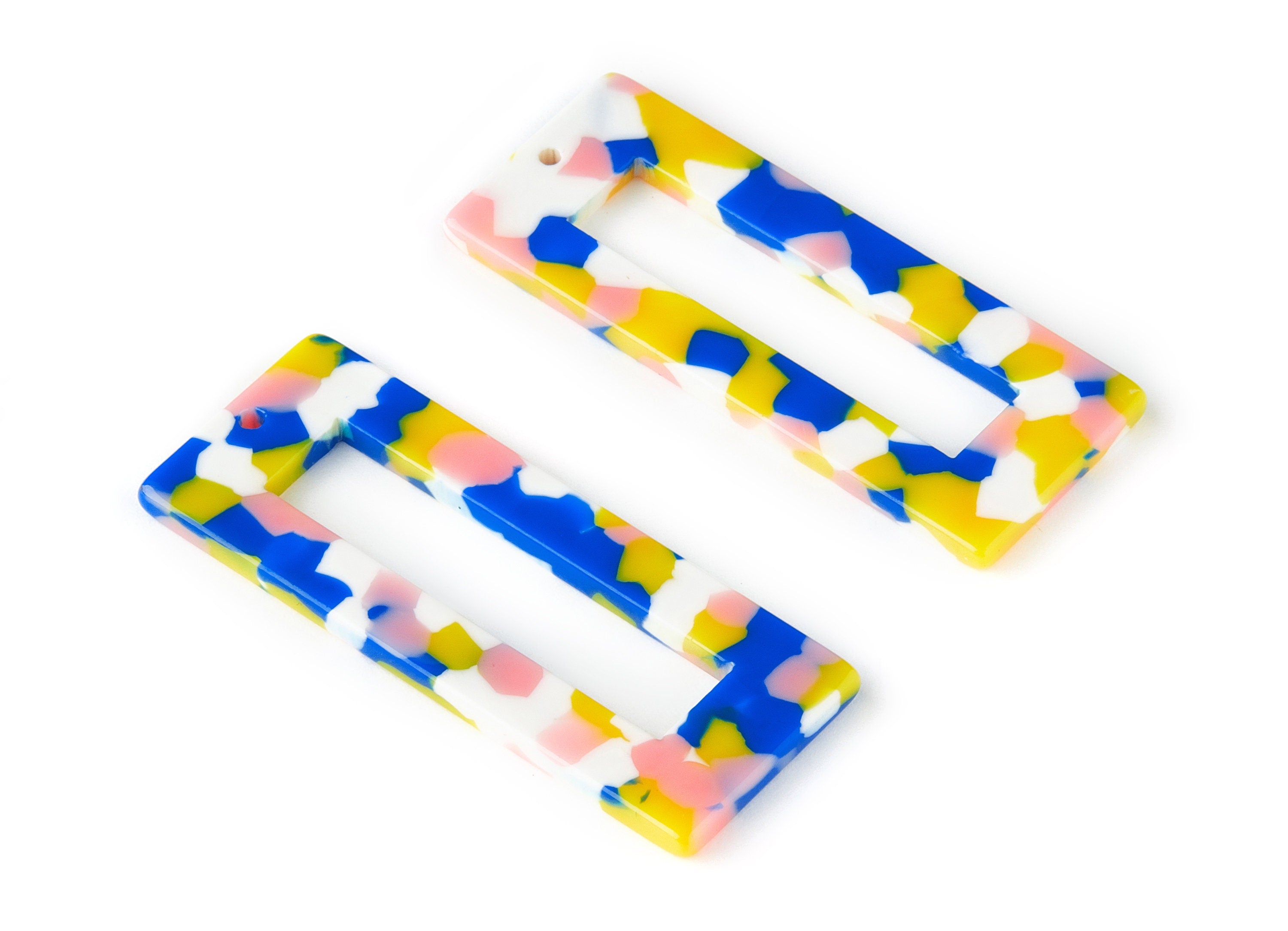 Acetate Rectangle Charms - Rectangle Pendant - Earring Findings - Jewelry Supplies - Color Code: A203 - 48.64x19.44x2.66mm - AC1025-A203 - DOMEDBAZAAR