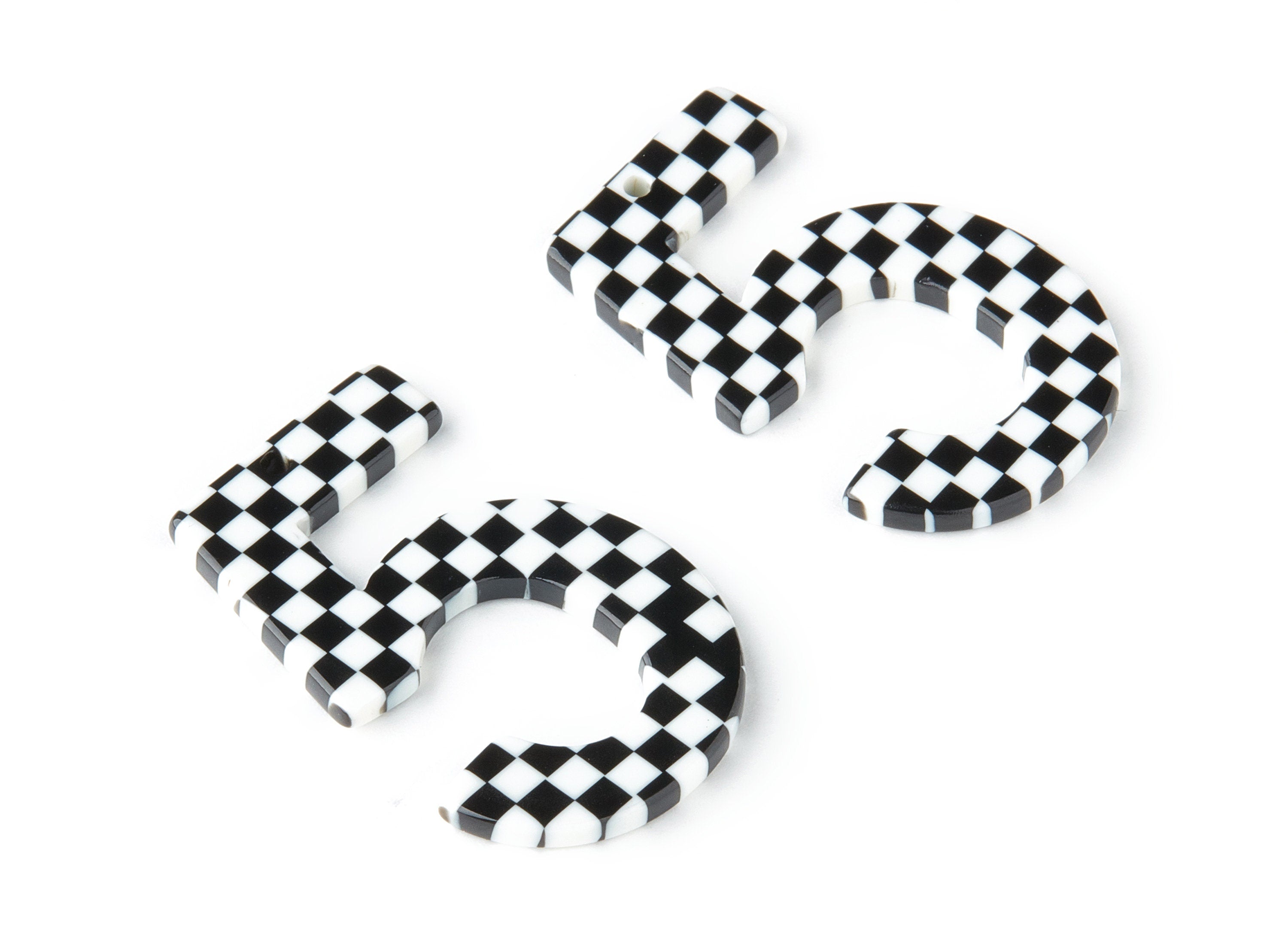 Acetate Number 5 Earring Charms - Number 5 Pendant - Earring Findings - Jewelry Supplies - Color Code: A175 - 38.7x25.7x2.38mm - AC1462-A175 - DOMEDBAZAAR