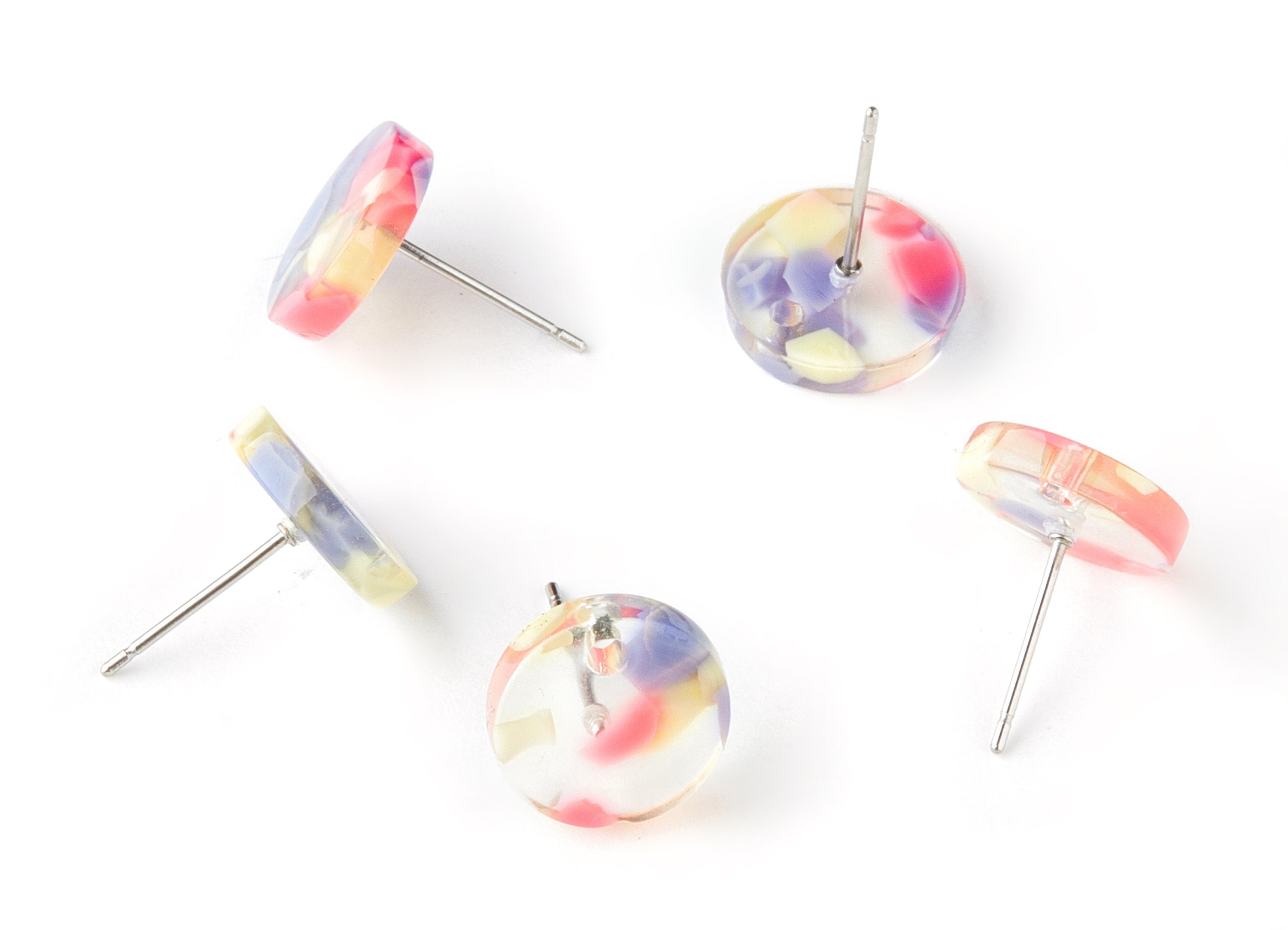 Acetate Round Earring Stud - Round Earring Post and Stud - Earring Findings  - Color Code: A168 - 11.91x11.91x2.6mm - AC1523-A168 - DOMEDBAZAAR