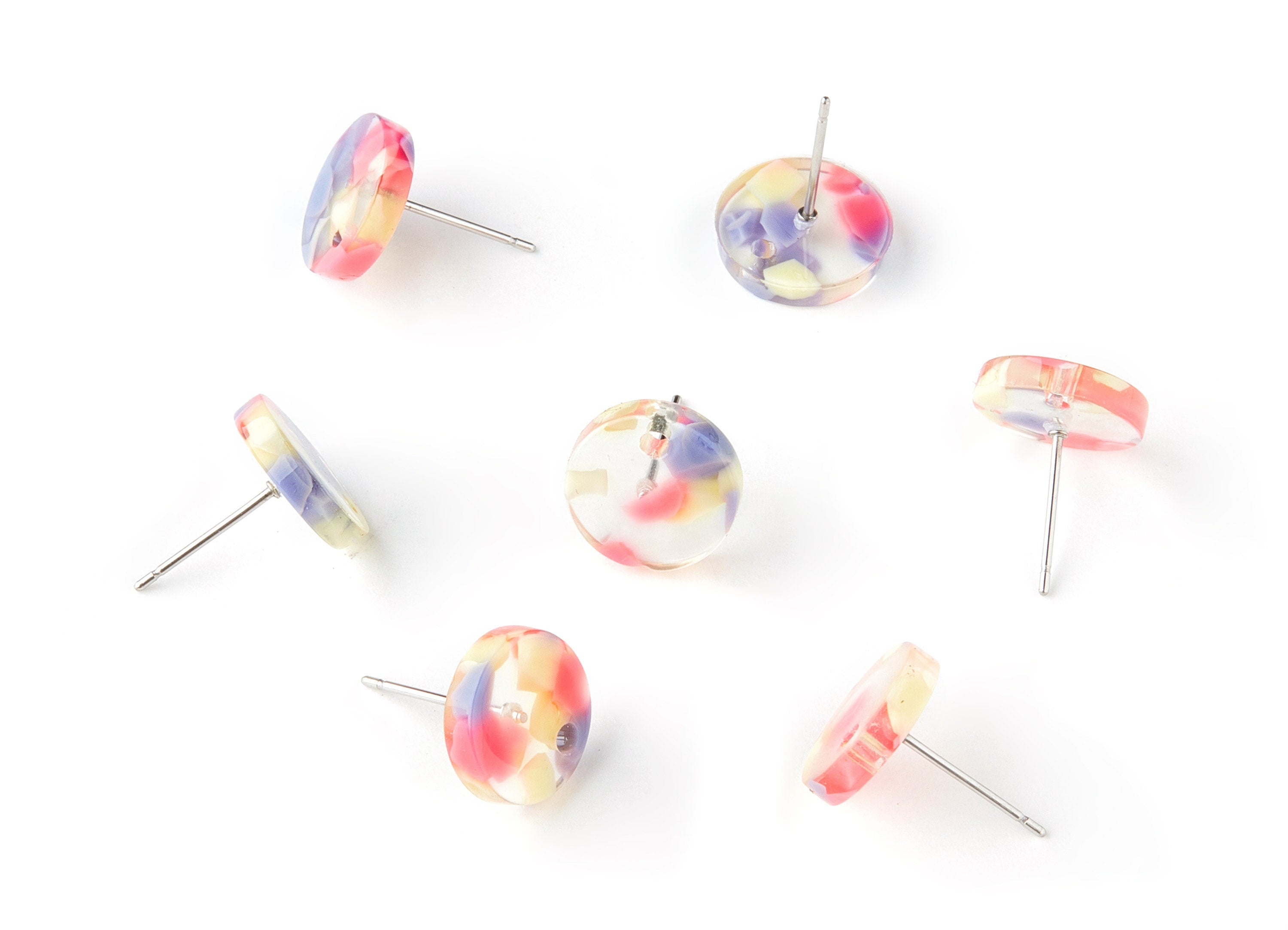 Acetate Round Earring Stud - Round Earring Post and Stud - Earring Findings  - Color Code: A168 - 11.91x11.91x2.6mm - AC1523-A168 - DOMEDBAZAAR