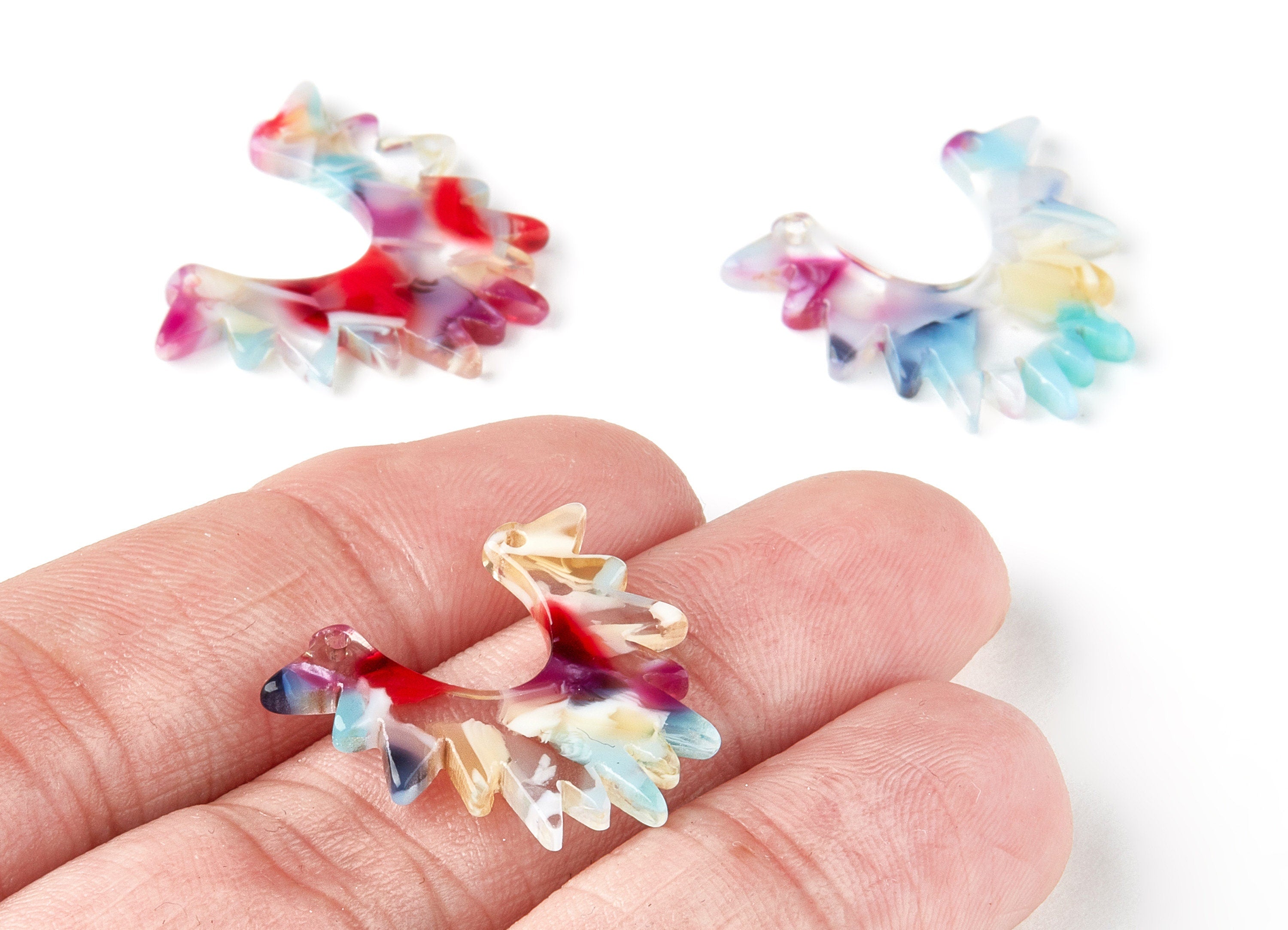 Acetate Sunrise Charms - Sunrise Earrings and Pendant - Earring Findings  - Color Code:A184 - 23.37x24.13x2.6mm - AC1521-A184 - DOMEDBAZAAR