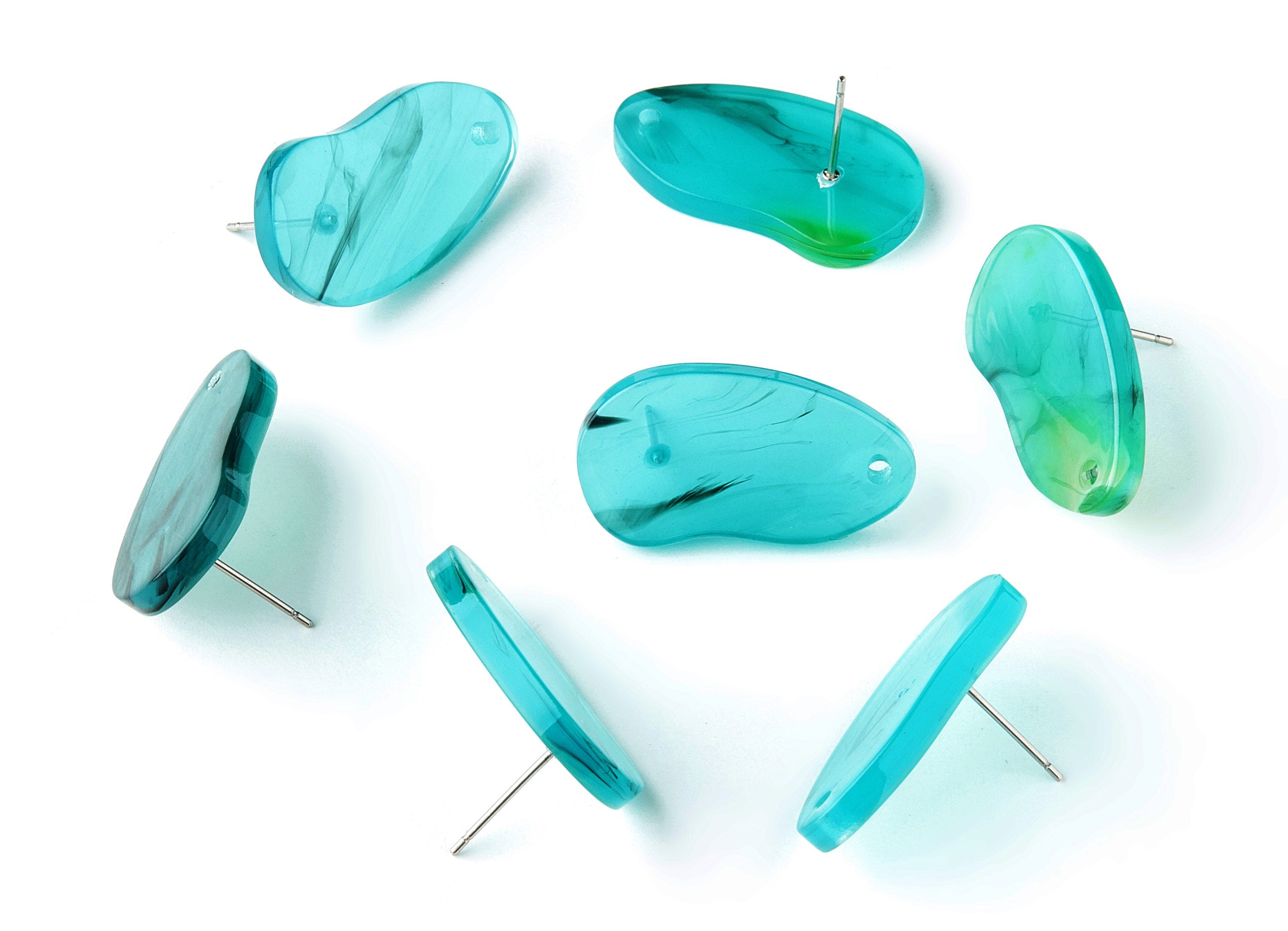 Acetate Oval Earring Stud - Oval Earring Post and Stud - Earring Findings  - Color Code: A220 - 27.5x14.5x2.9mm - AC1532-A220 - DOMEDBAZAAR