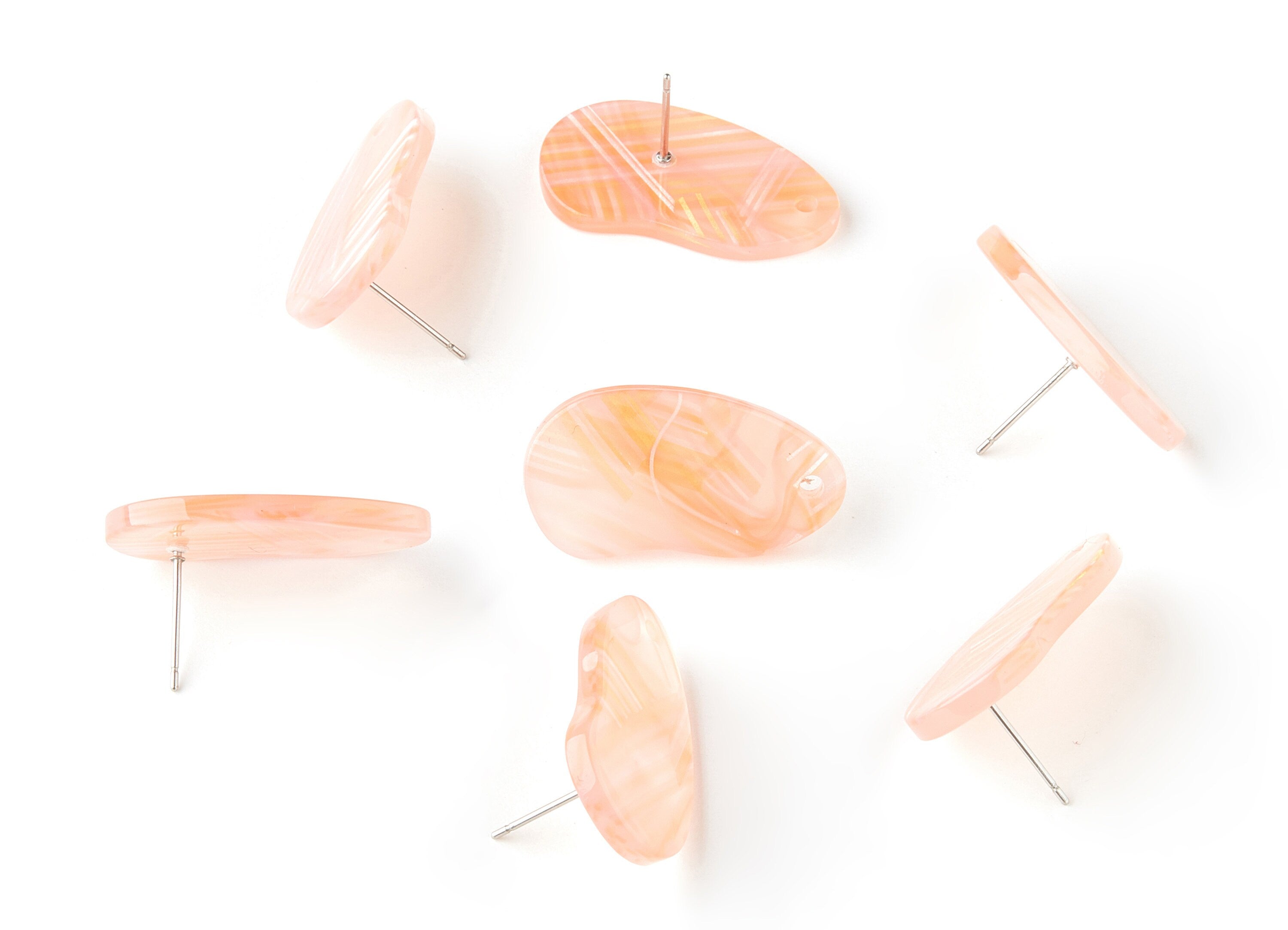 Acetate Oval Earring Stud - Oval Earring Post and Stud - Earring Findings  - Color Code: A172 - 27.5x14.5x2.9mm - AC1532-A172 - DOMEDBAZAAR