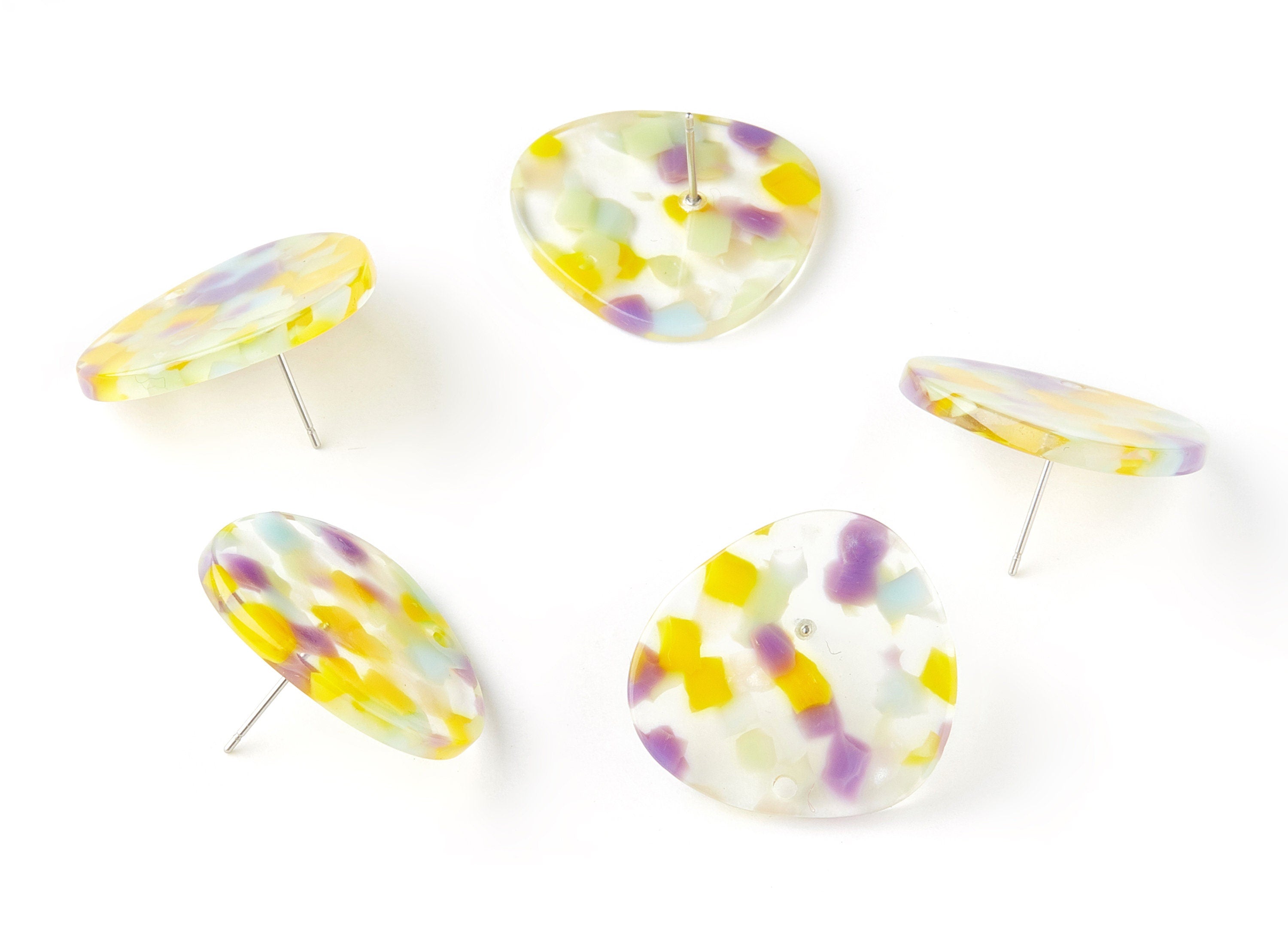 Acetate Oval Earring Stud - Oval Earring Post and Stud - Earring Findings - Color Code: A221 - 26.4x24.7x2.4mm - AC1533-A221 - DOMEDBAZAAR
