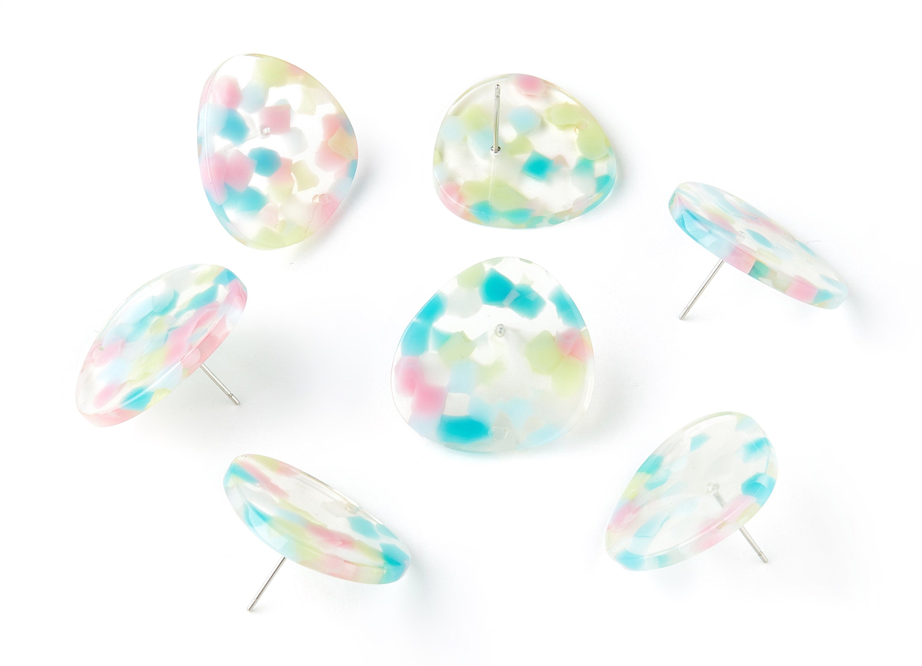 Acetate Oval Earring Stud - Oval Earring Post and Stud - Earring Findings - Color Code: A222 - 26.4x24.7x2.4mm - AC1533-A222 - DOMEDBAZAAR