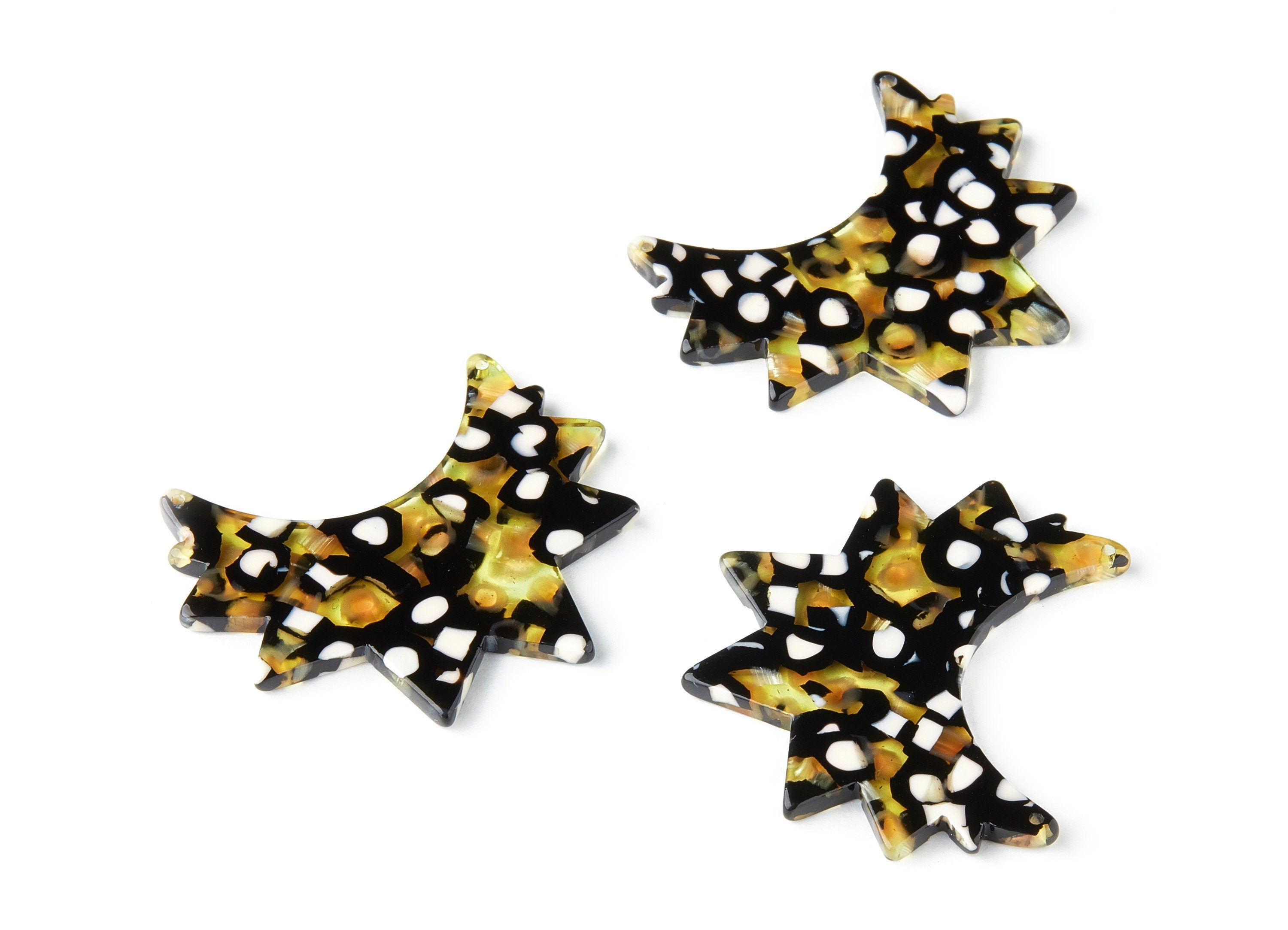 Acetate Sunrise Earring Charms - Acrylic Sunrise Pendant - 2 Holes - Jewelry Supplies - Color Code:A193 - 40.33x23.07x2.63mm - AC1481-A193 - DOMEDBAZAAR