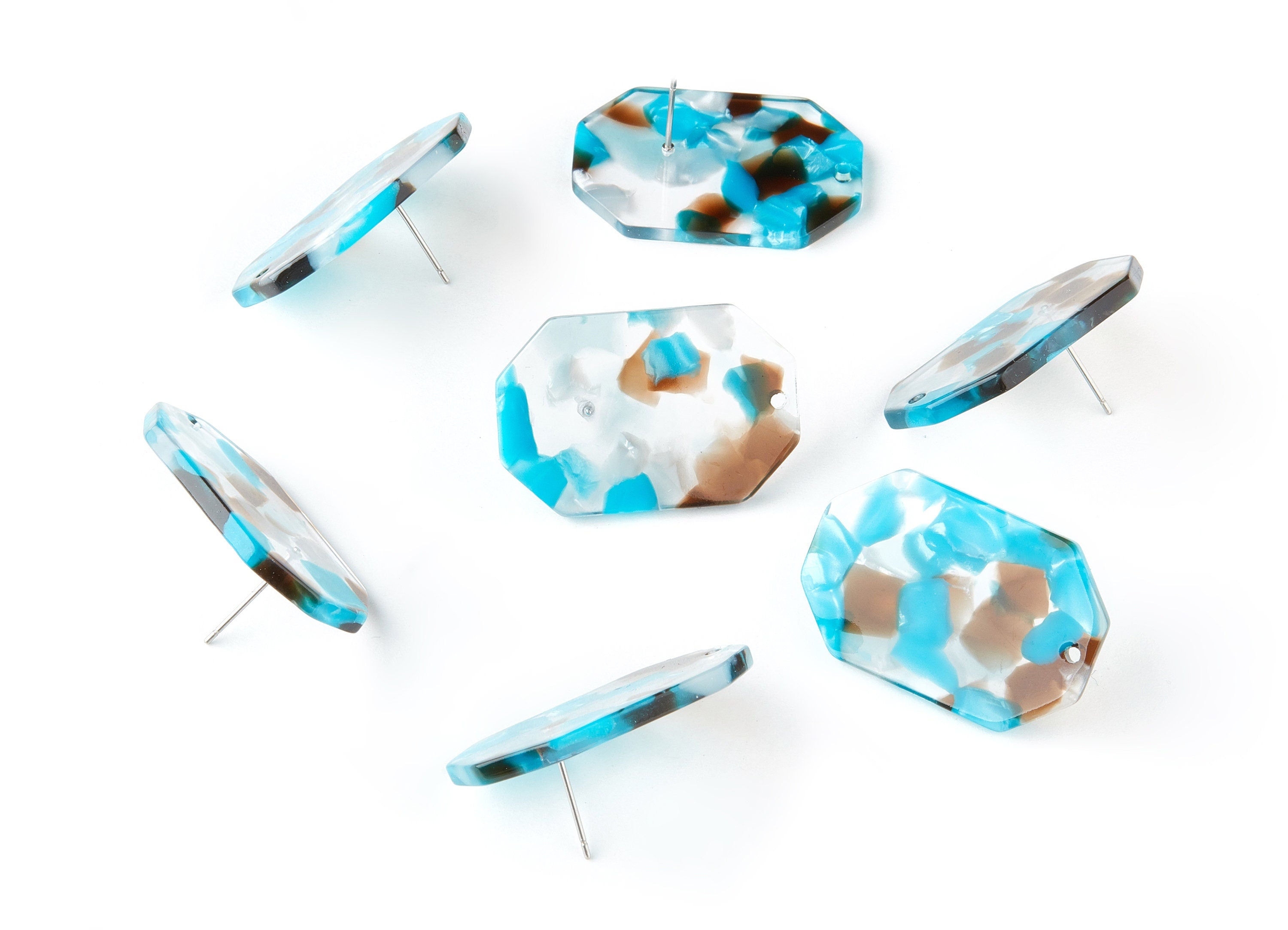 Acetate Octagon Earring Stud - Octagon Earring Post and Stud - Earring Findings - Color Code:A165 - 32.5x21.7x2.4mm - AC1531-A165 - DOMEDBAZAAR