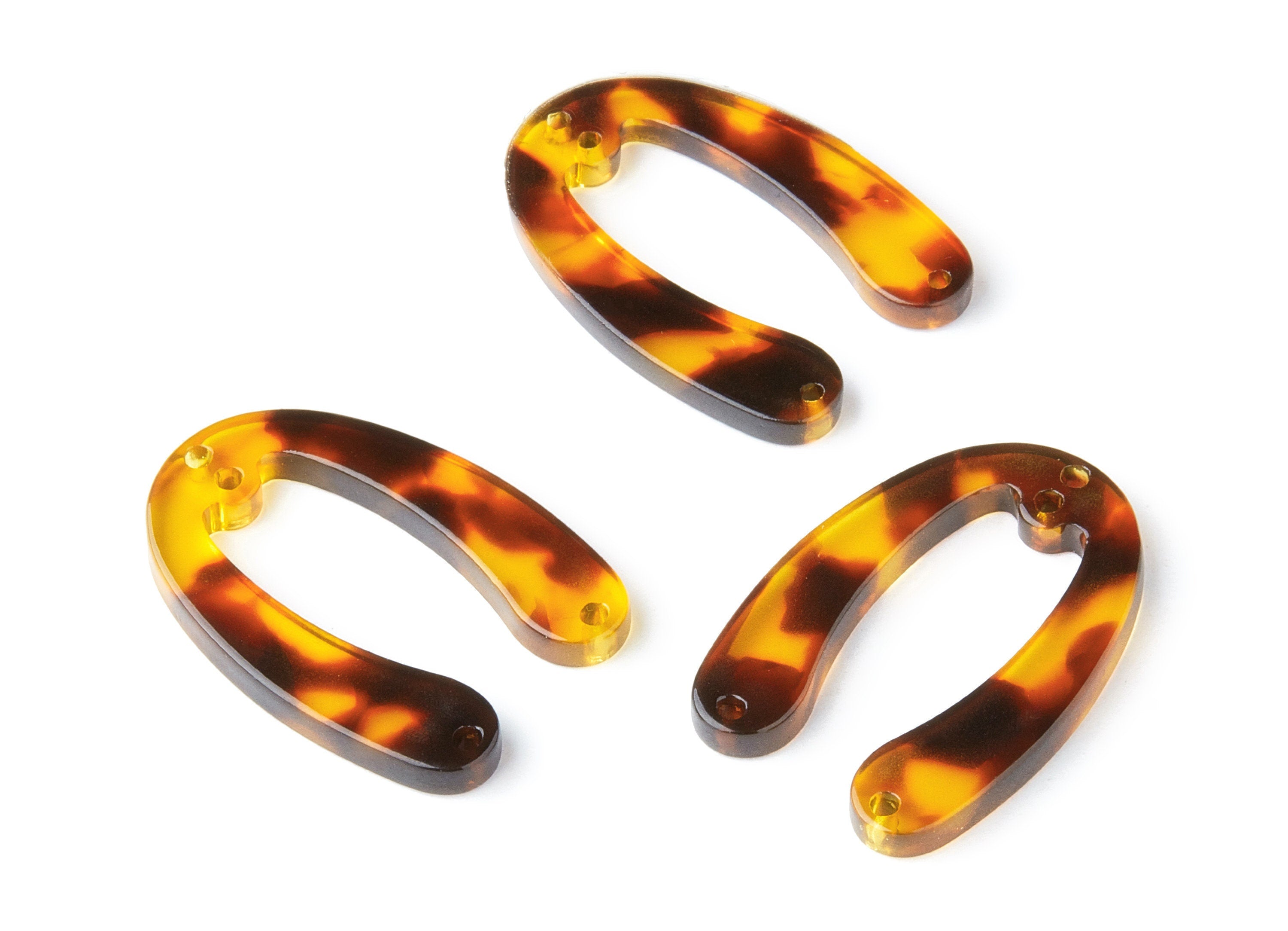 Acetate Acrylic Earring Connectors  - 4 Holes - Tortoise Shell Earrings - U Charms and Pendant - Color Code: A05 - 31.8x22.4x2.7mm - AC1378B - DOMEDBAZAAR