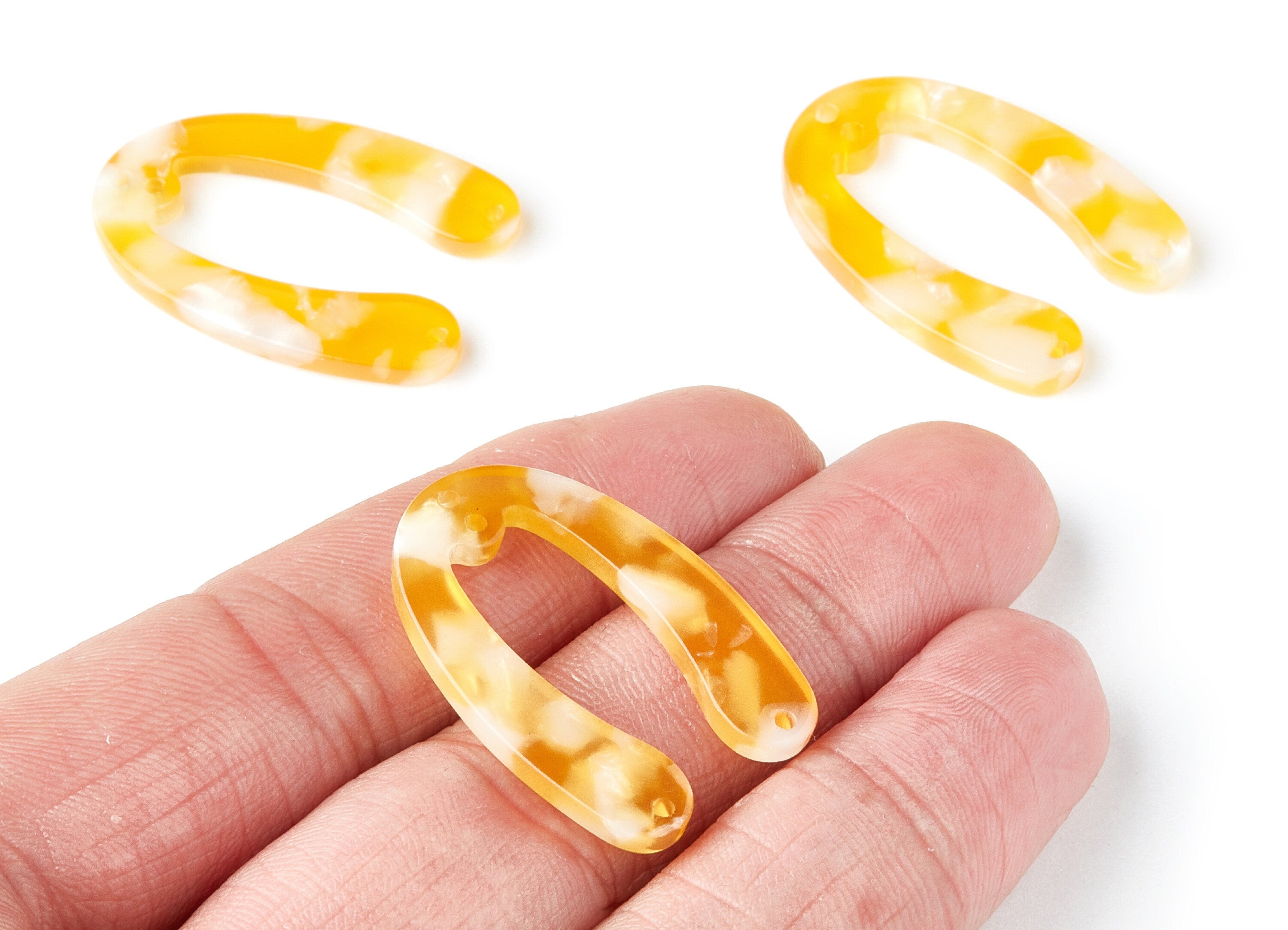 Acetate U Earring Charms - U Pendant With 4 Holes - Earring Findings - Jewelry Supplies - Color Code: A43 - 31.76x22.44x2.7mm - AC1378F - DOMEDBAZAAR