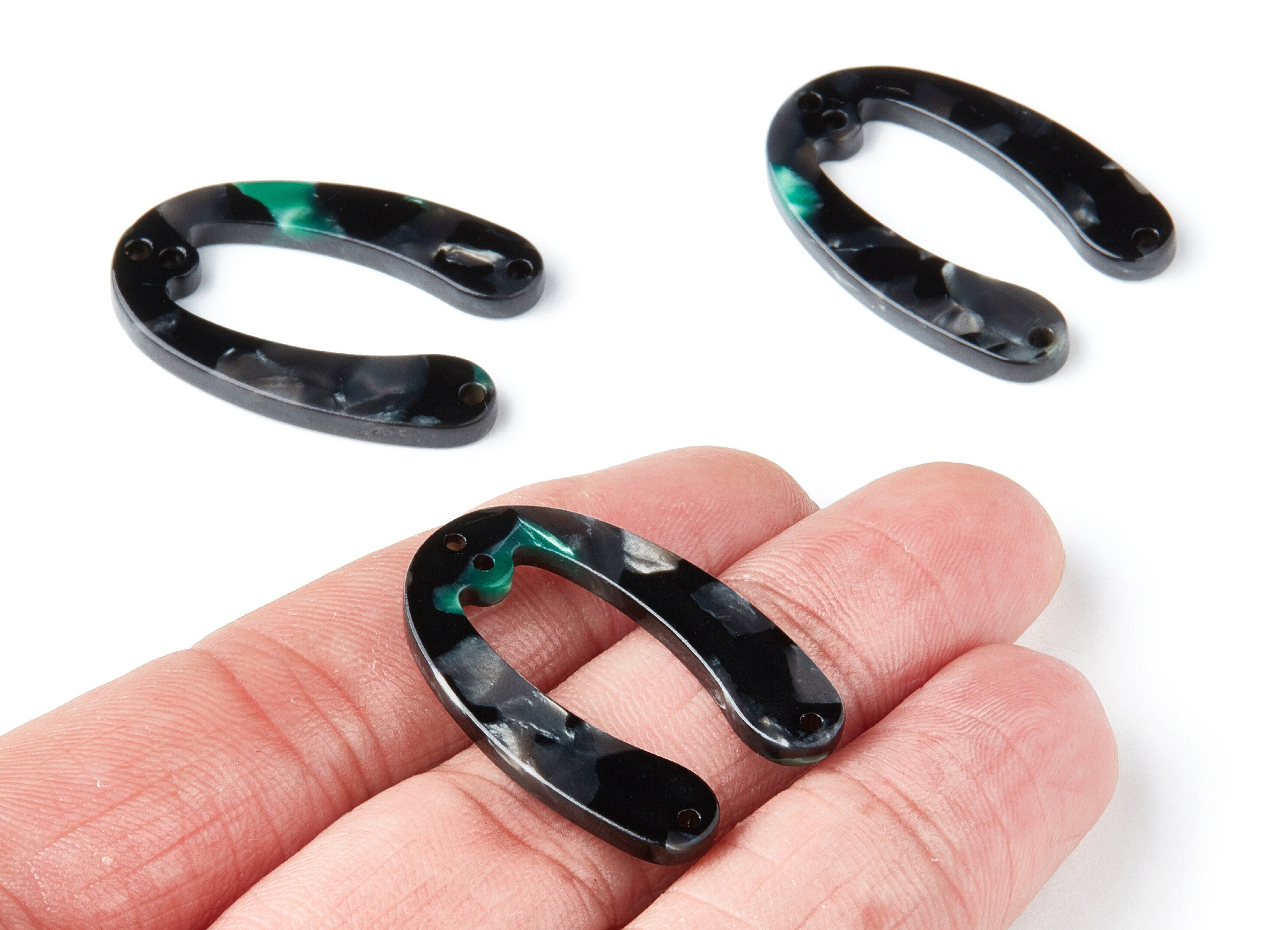 Acetate U Earring Charms - U Pendant With 4 Holes - Earring Findings - Jewelry Supplies - Color Code: A49 - 31.76x22.44x2.7mm - AC1378N - DOMEDBAZAAR