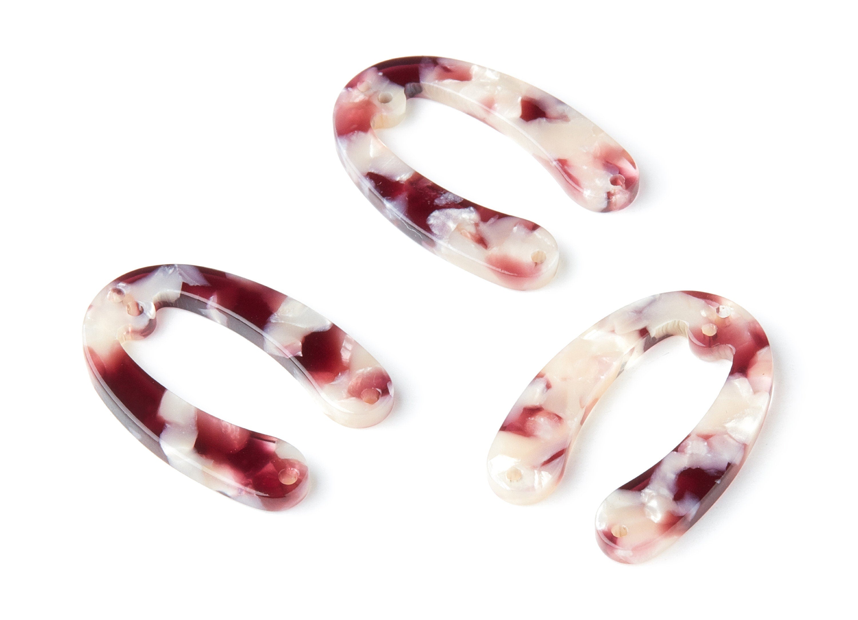 Acetate Acrylic Earring Charms - 4 Holes - Tortoise Shell Earrings - U Shaped Pendant - Color Code: A42 - 31.76x22.44x2.7mm - AC1378T - DOMEDBAZAAR