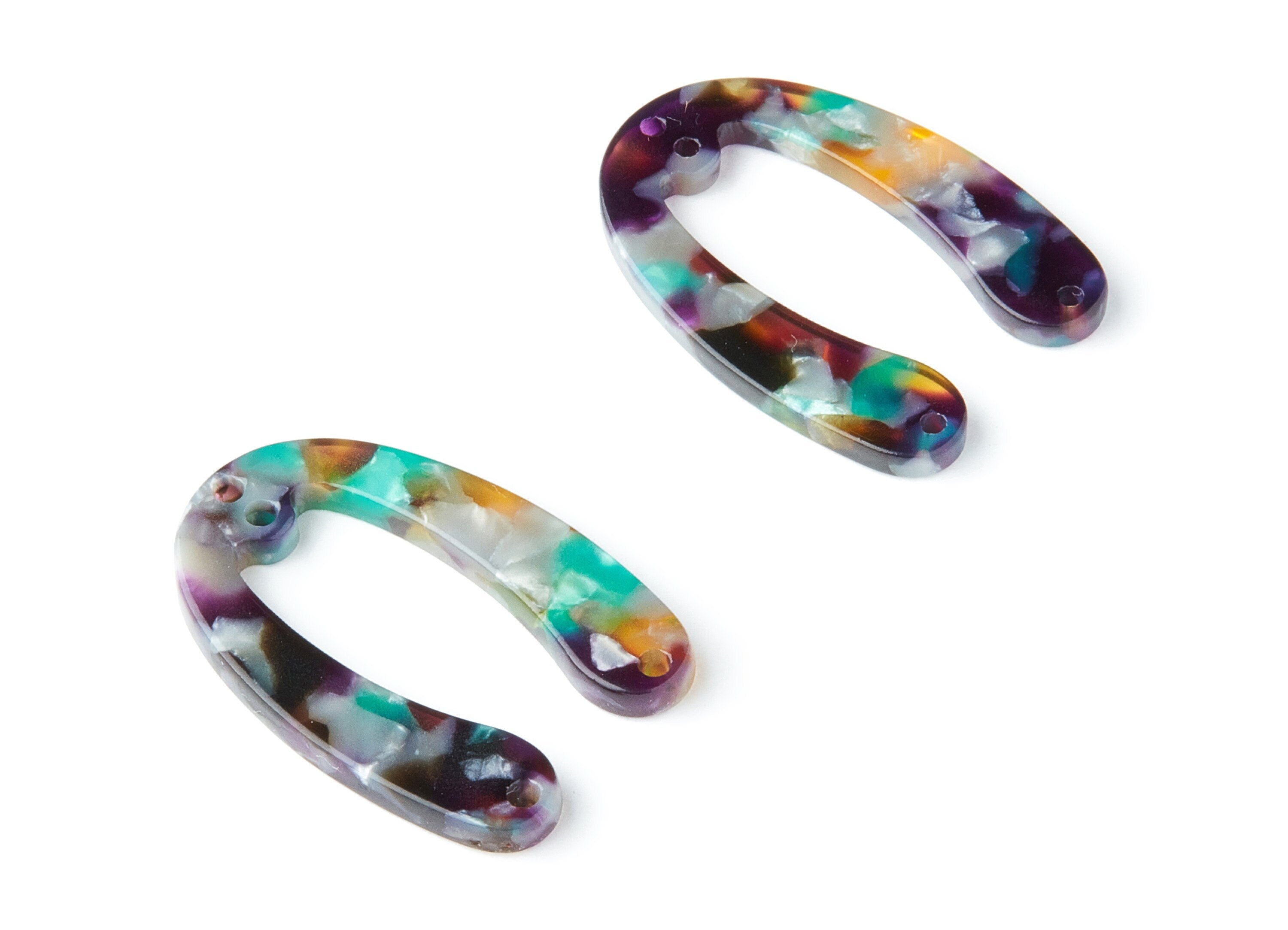 Acetate U Earring Charms - Acrylic U Pendant With 4 Holes - Earring Findings - Jewelry Supplies - Color Code: A50 - 31.76x22x2.7mm - AC1378Y - DOMEDBAZAAR