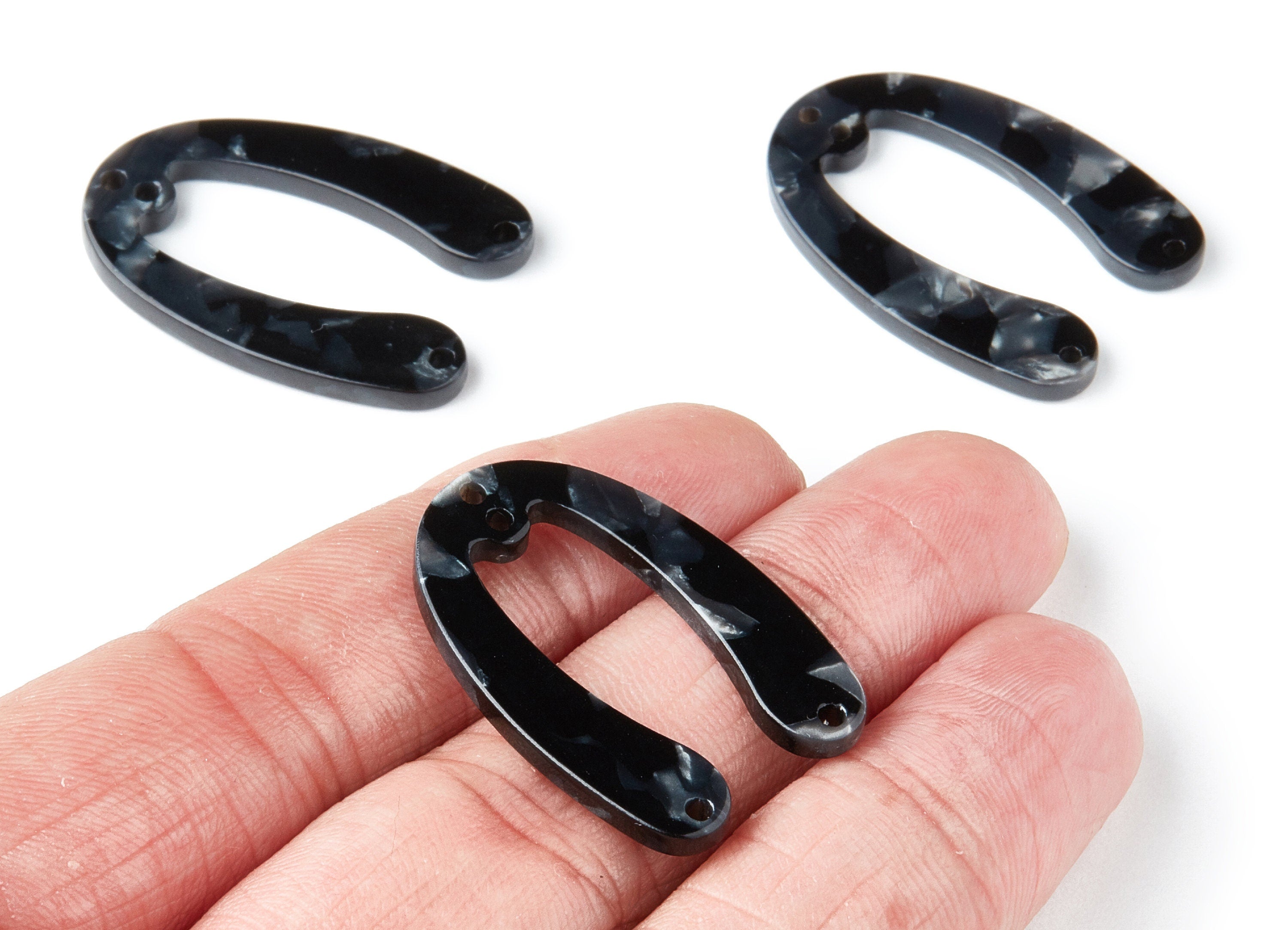 Acetate U Earring Charms - 4 Holes - U Shaped Pendant - Earring Findings - Jewelry Supplies - Color Code: A48 - 31.76x22.44x2.7mm - AC1378K - DOMEDBAZAAR