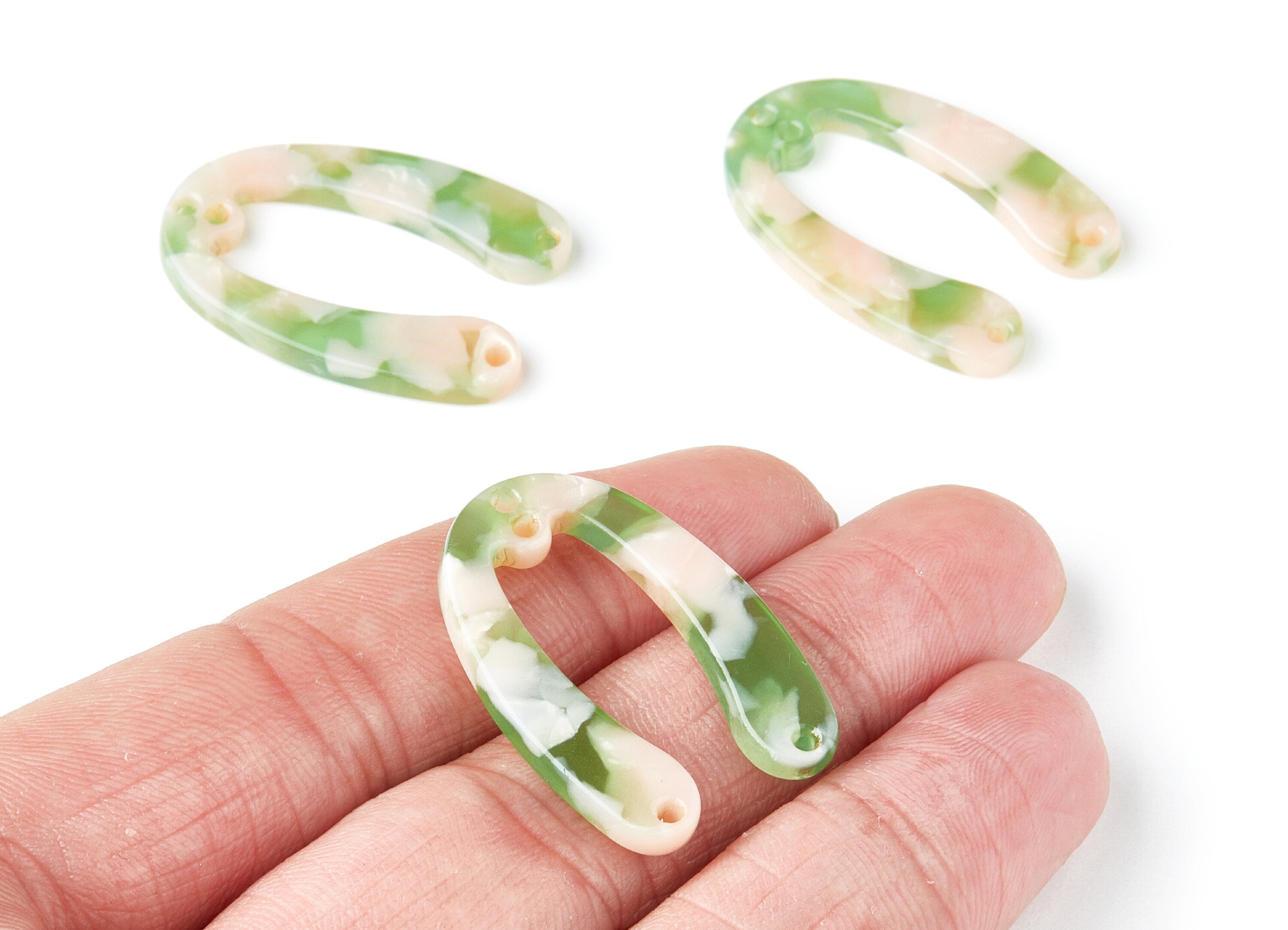 Acetate U Earring Charms - U Pendant With 4 Holes - Earring Findings - Jewelry Supplies - Color Code: A38 - 31.76x22.44x2.7mm - AC1378S - DOMEDBAZAAR