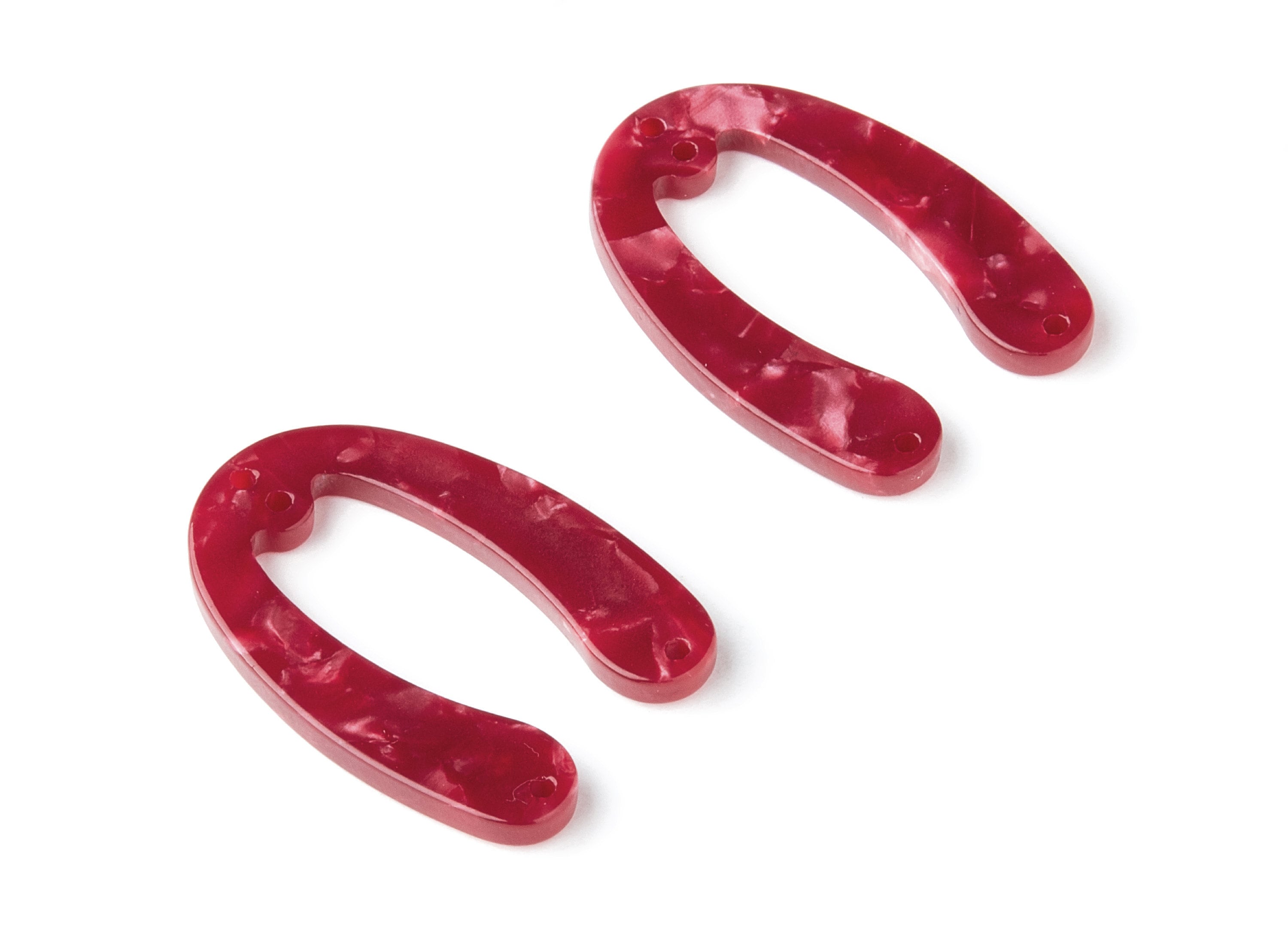 Acetate Acrylic Earring Charms - 4 Holes - Tortoise Shell Earrings - U Shaped Pendant - Color Code: A47 - 31.76x22.44x2.7mm - AC1378J - DOMEDBAZAAR