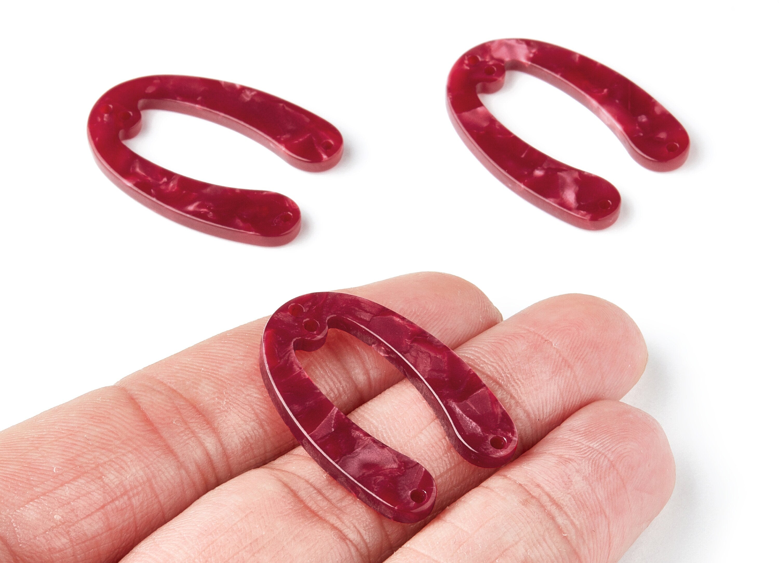 Acetate Acrylic Earring Charms - 4 Holes - Tortoise Shell Earrings - U Shaped Pendant - Color Code: A47 - 31.76x22.44x2.7mm - AC1378J - DOMEDBAZAAR