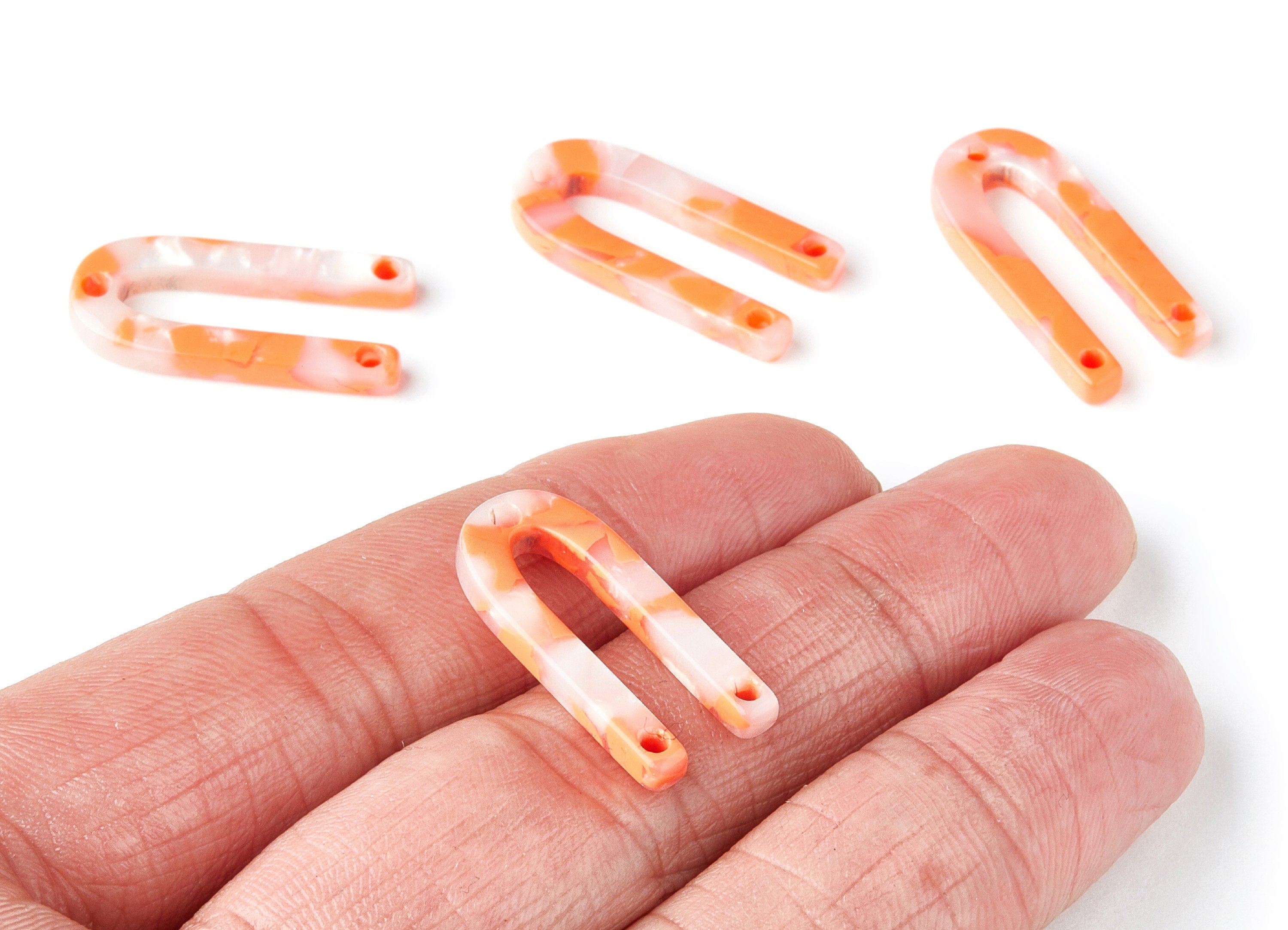 Acetate U Earring Charms - U Pendant With 3 Holes - Earring Findings - Jewelry Supplies - Color Code: A39 - 25.65x11.6x2.54mm - AC1377J - DOMEDBAZAAR