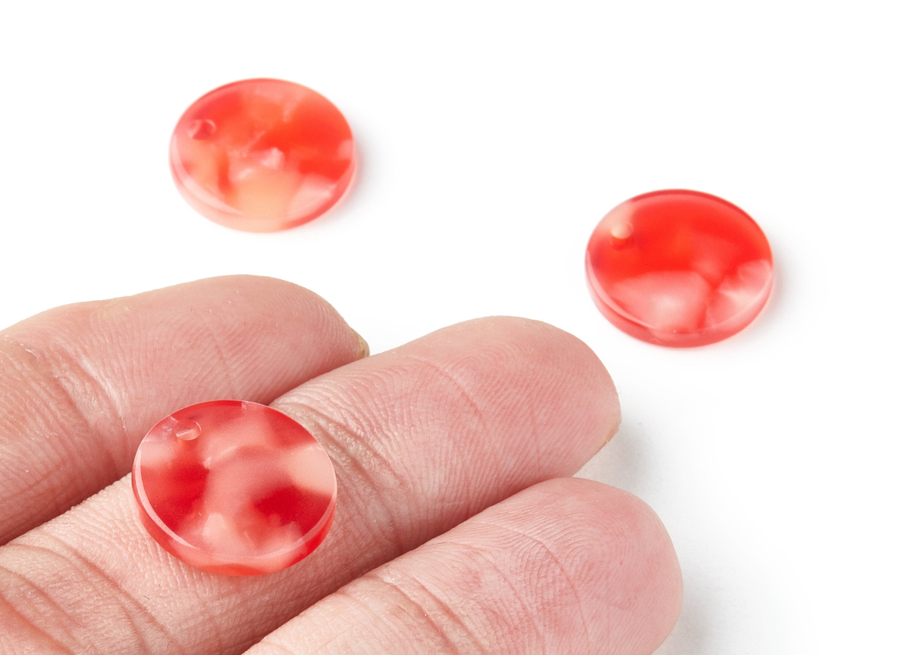 Acetate Coin & Round Charms - Coin and Round Earrings and Pendant - Earring Findings - Color Code:A34 - 14.5x14.5x2.5mm - AC1064AF - DOMEDBAZAAR