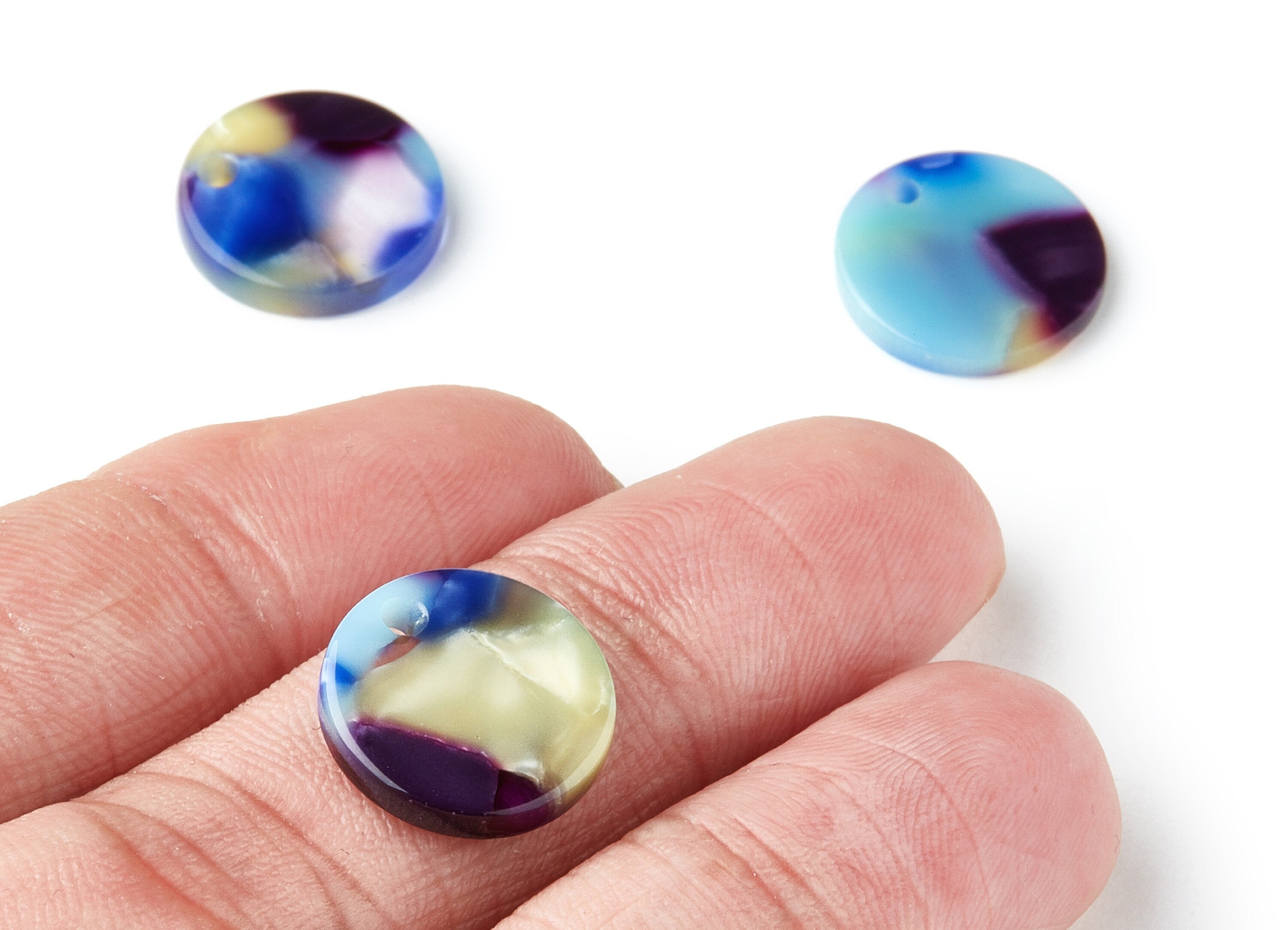 Acetate Coin & Round Charms - Coin and Round Earrings and Pendant - Earring Findings - Color Code:A23 - 14.5x14.5x2.5mm - AC1064AK - DOMEDBAZAAR