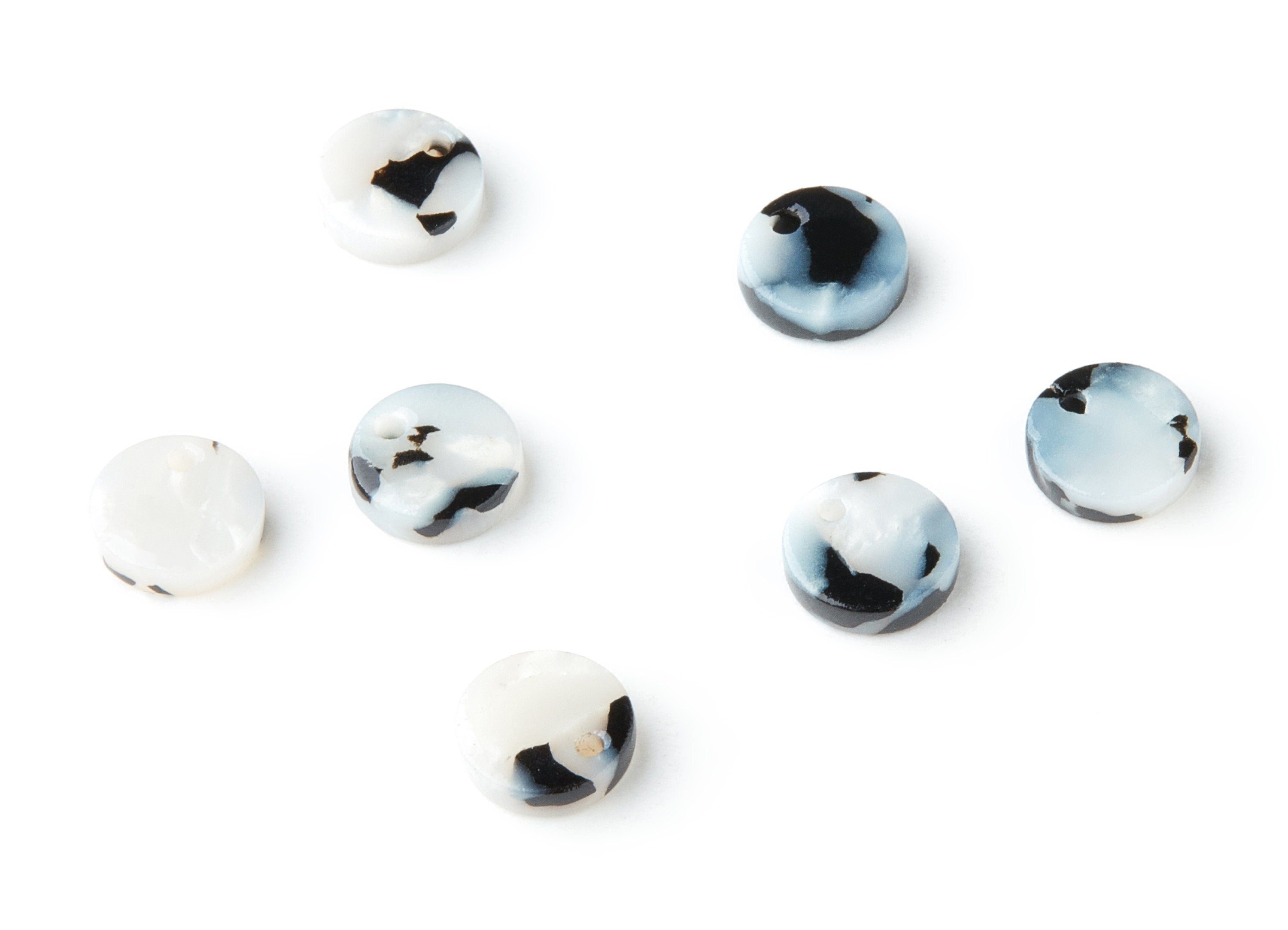 Acetate Round Earring Charms - Acrylic Coin Pendant - Earring Findings - Jewelry Supplies - Color Code:A15 - 9x9x2.55mm - AC1151W - DOMEDBAZAAR