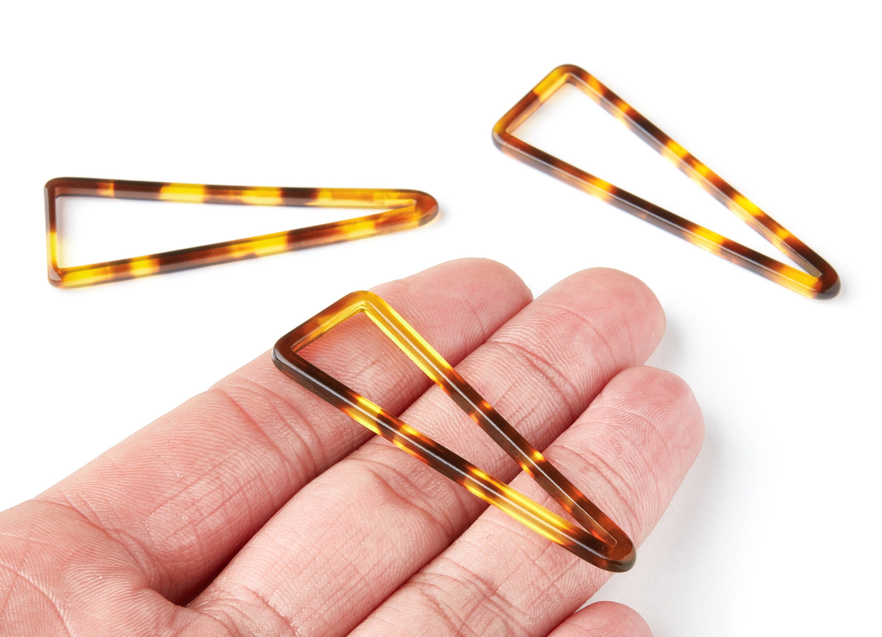 Acetate Acrylic Earring Charm - Tortoise Shell Earrings - Triangle Pendant - Jewelry Supplies - Color Code: A05 - 55.5x18.65x2.6mm - AC1358S - DOMEDBAZAAR