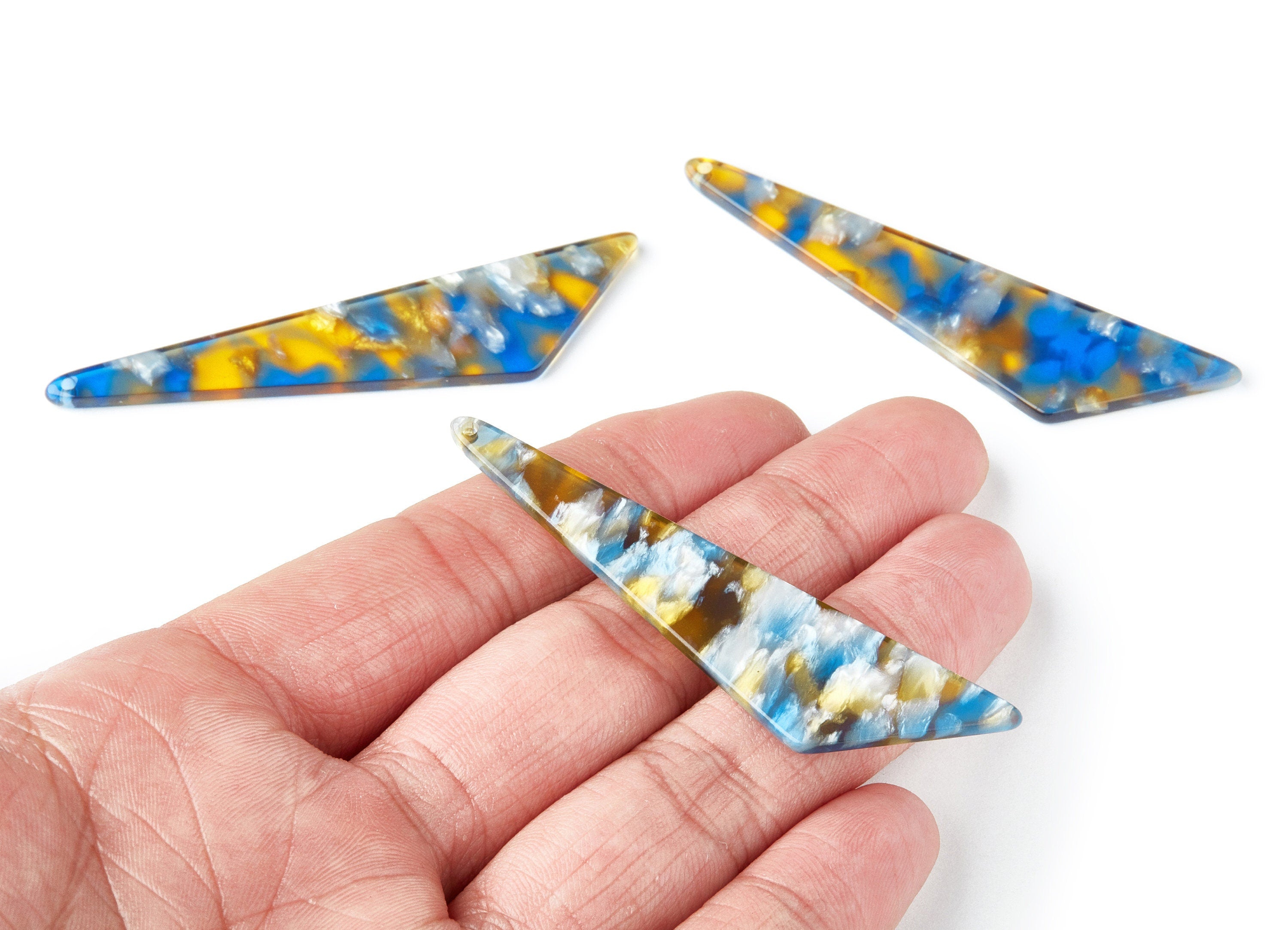 Acetate Acrylic Earring Charm - Tortoise Shell Earrings - Triangle Shaped Pendant - Color Code: A40 - 68.73x16.16x2.56mm - AC1367F - DOMEDBAZAAR