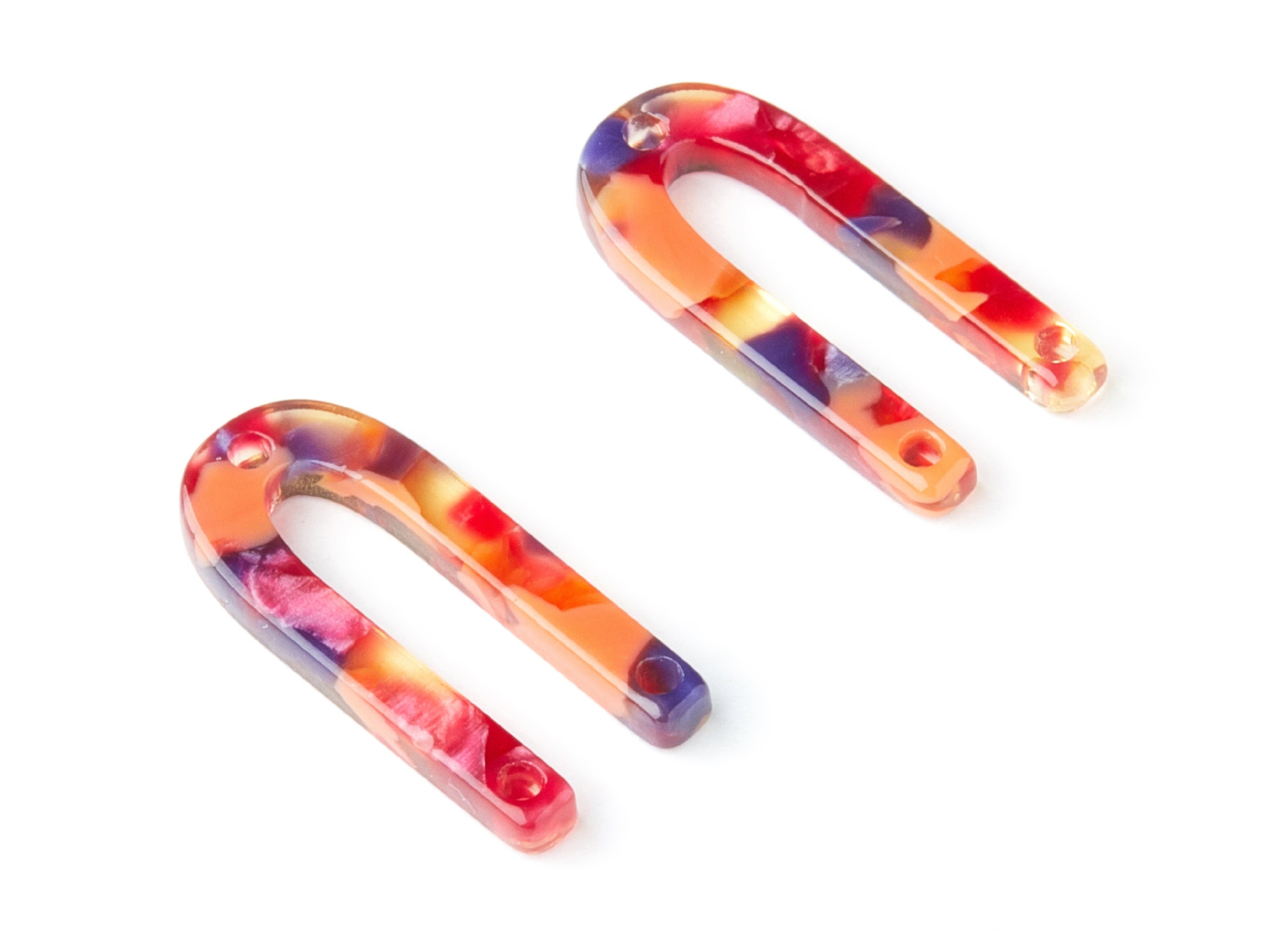 Acetate U Earring Charms - Acrylic U Pendant - 3 Holes - Earring Findings - Jewelry Supplies - Color Code: A44 - 25.65x11.6x2.54mm - AC1377T - DOMEDBAZAAR