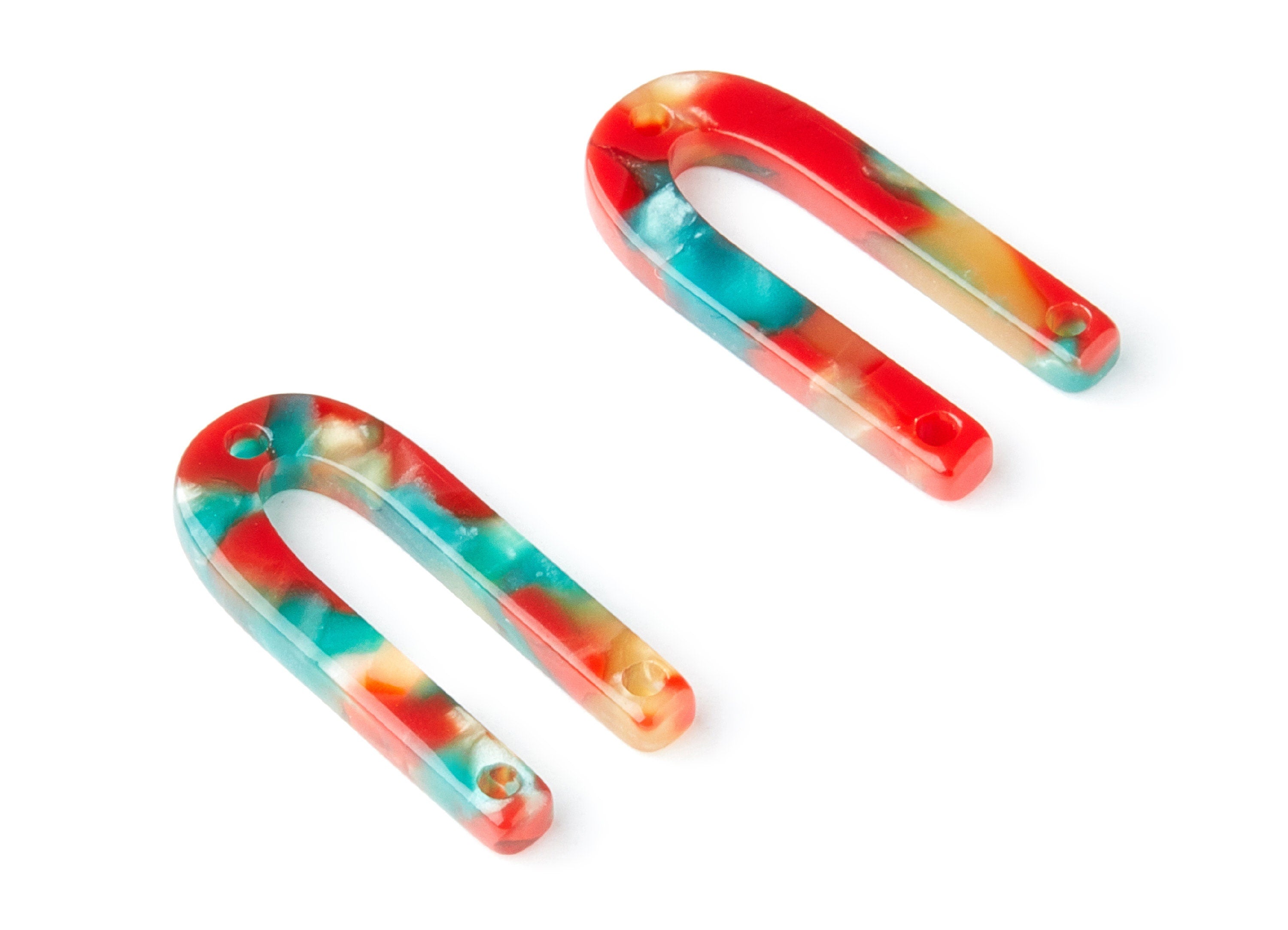 Acetate U Earring Charms - U Shaped Pendant - 3 Holes - Earring Findings - Jewelry Supplies - Color Code: A46 - 25.65x11.6x2.54mm - AC1377Y - DOMEDBAZAAR