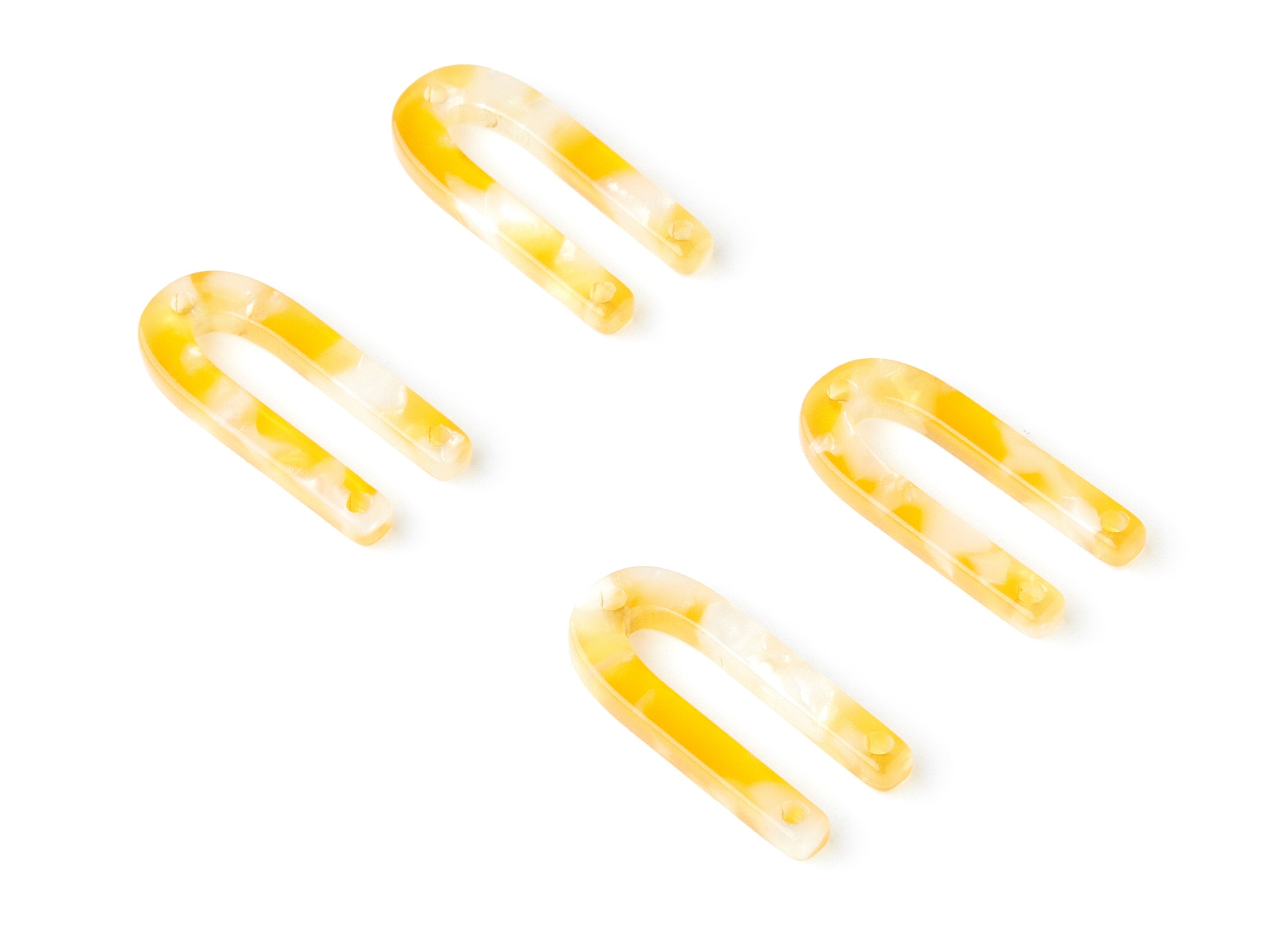 Acetate U Earring Charms - U Shaped Pendant - 3 Holes - Earring Findings - Jewelry Supplies - Color Code: A43 - 25.65x11.6x2.54mm - AC1377E - DOMEDBAZAAR