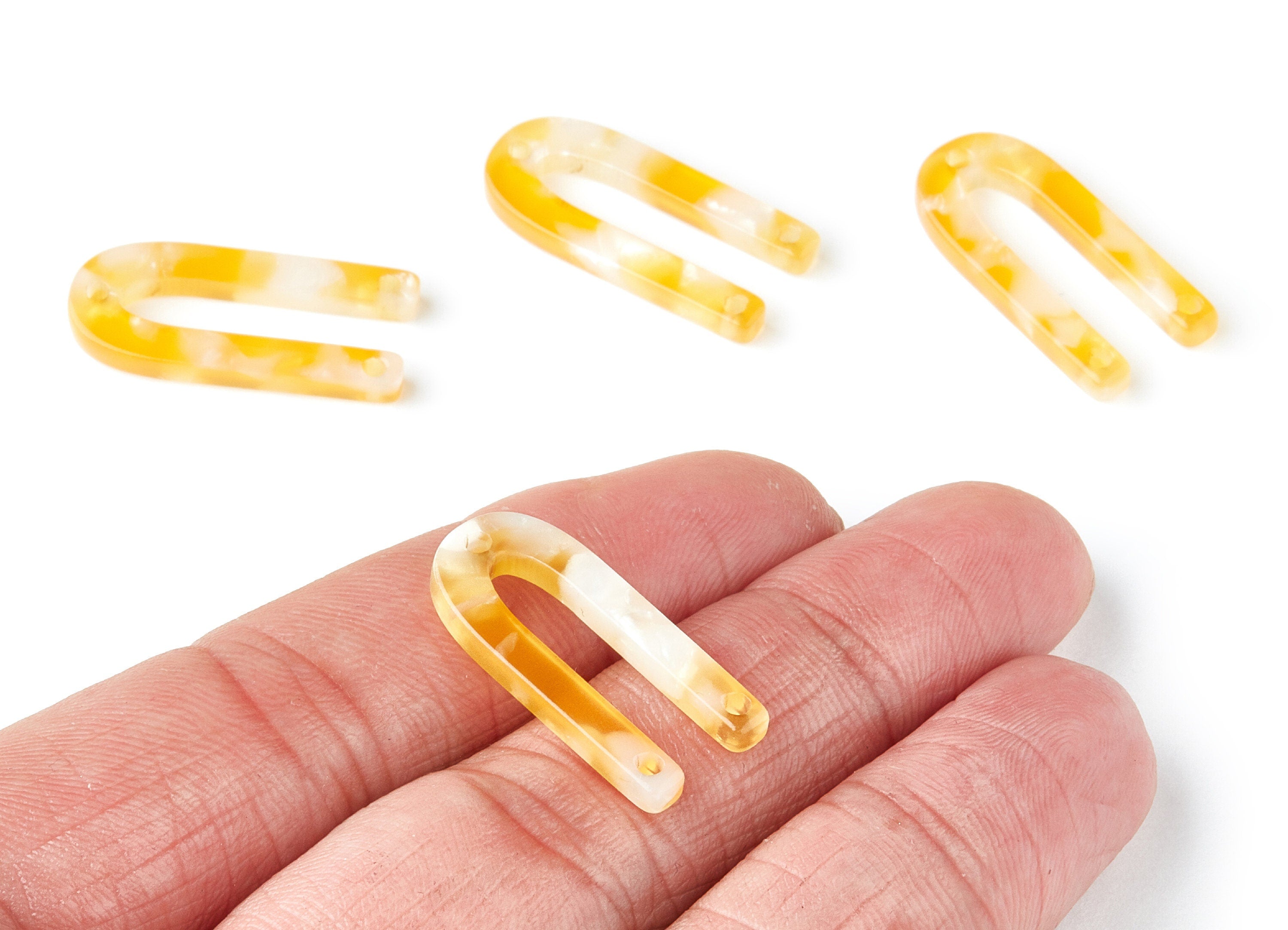 Acetate U Earring Charms - U Shaped Pendant - 3 Holes - Earring Findings - Jewelry Supplies - Color Code: A43 - 25.65x11.6x2.54mm - AC1377E - DOMEDBAZAAR