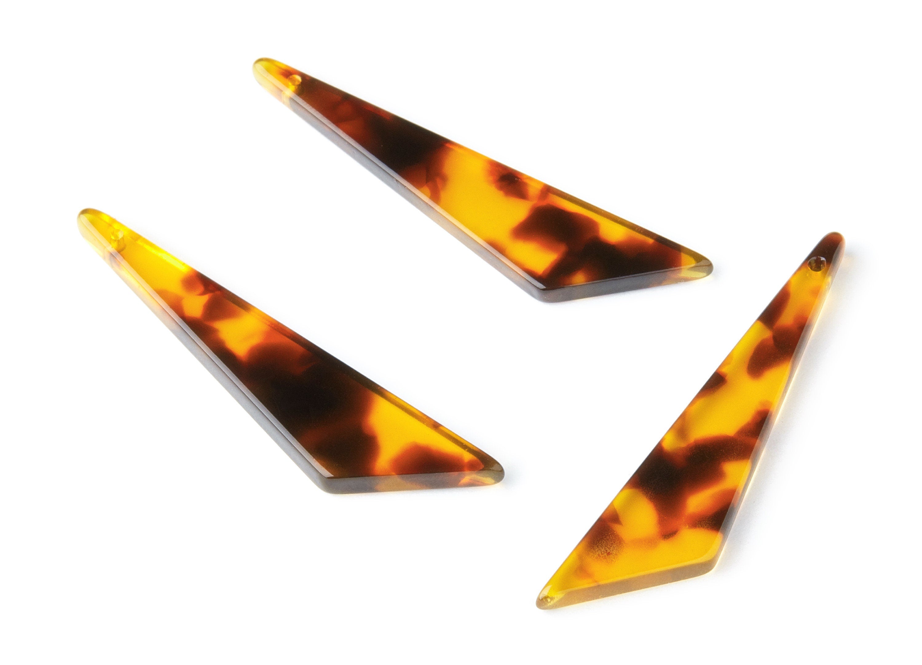 Acetate Acrylic Earring Charm - Tortoise Shell Earrings - Triangle Shaped Pendant - Color Code: A05 - 51.44x11.42x2.81mm - AC1352D - DOMEDBAZAAR