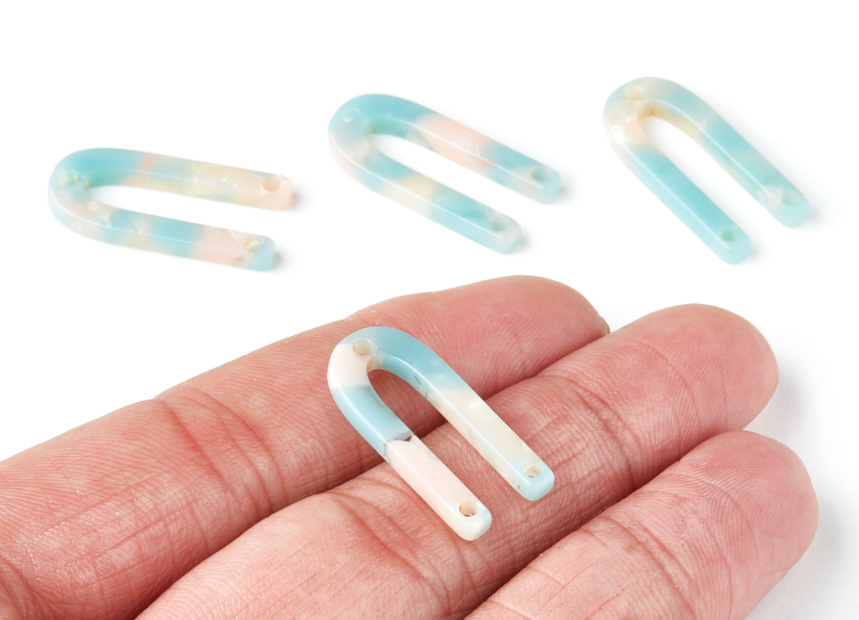 Acetate U Earring Charms - U Shaped Pendant - 3 Holes - Earring Findings - Jewelry Supplies - Color Code: A36 - 25.65x11.6x2.54mm - AC1377S - DOMEDBAZAAR