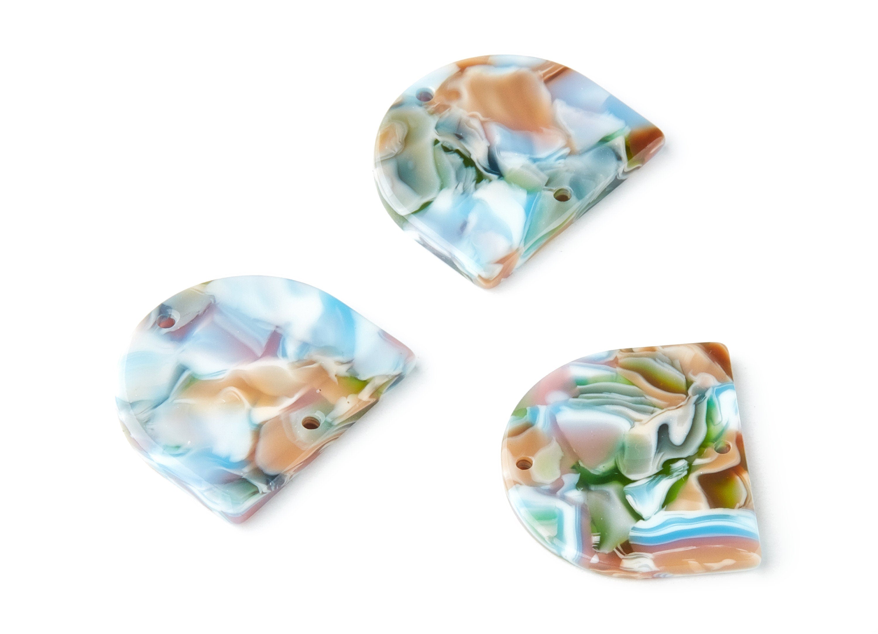 Acetate D Earring Charms - D Shaped Pendant - 2 Holes - Earring Findings - Jewelry Supplies - Color Code:A240 - 27.83x24.65x2.64mm - AC1323A - DOMEDBAZAAR